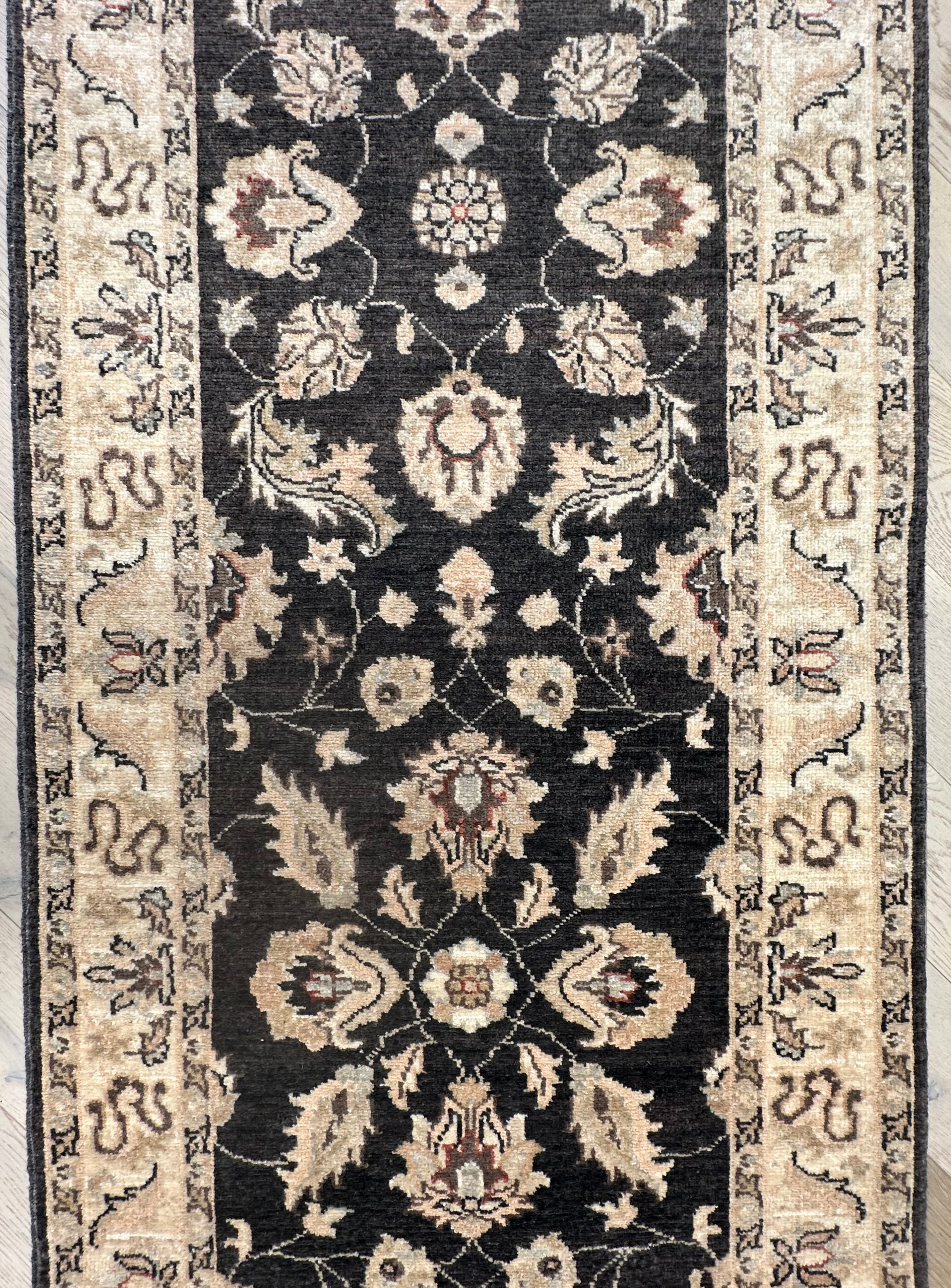 Black Chobi Afghan Handmade — 2.90 x 0.79