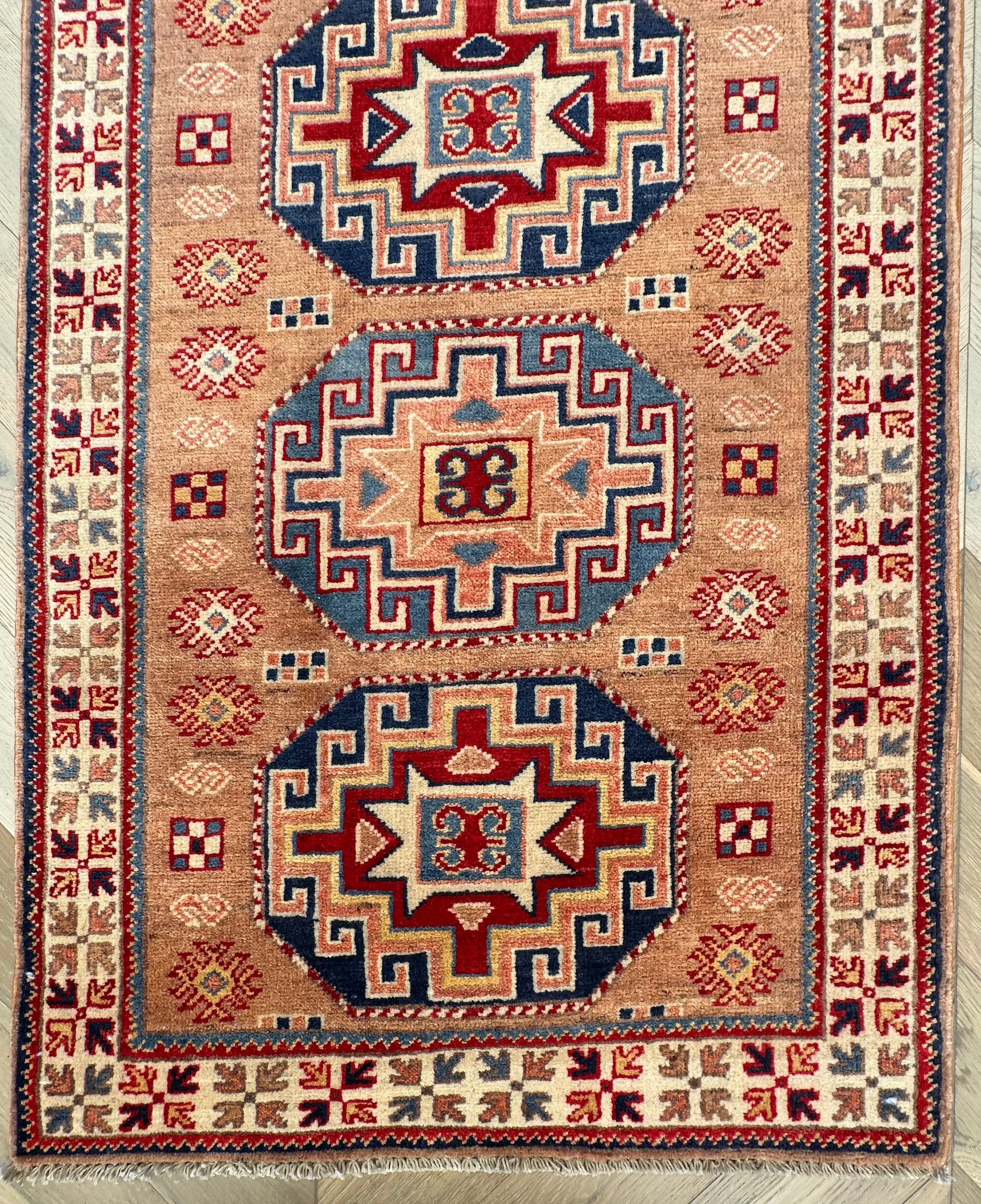 Grey Kazak handmade runner — 2.82 x 0.81