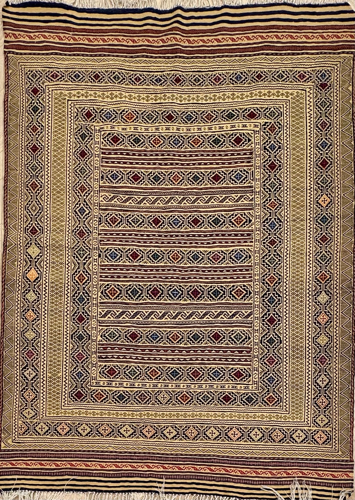 Yellow Handmade Herati Sumak Rug | — 1.90 x 1.37