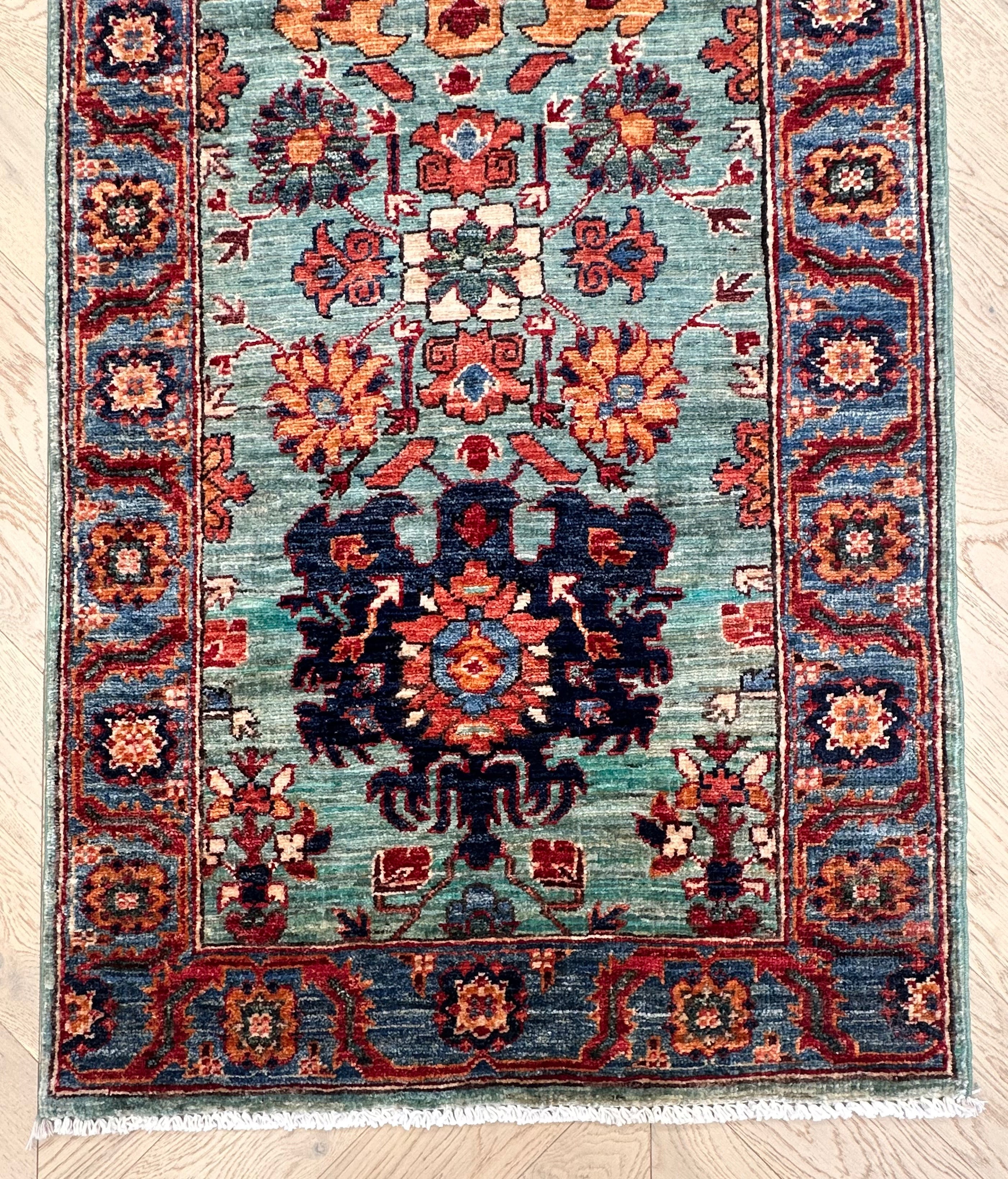 Beige Chobi Afghan Handmade — 3.01 x 0.83