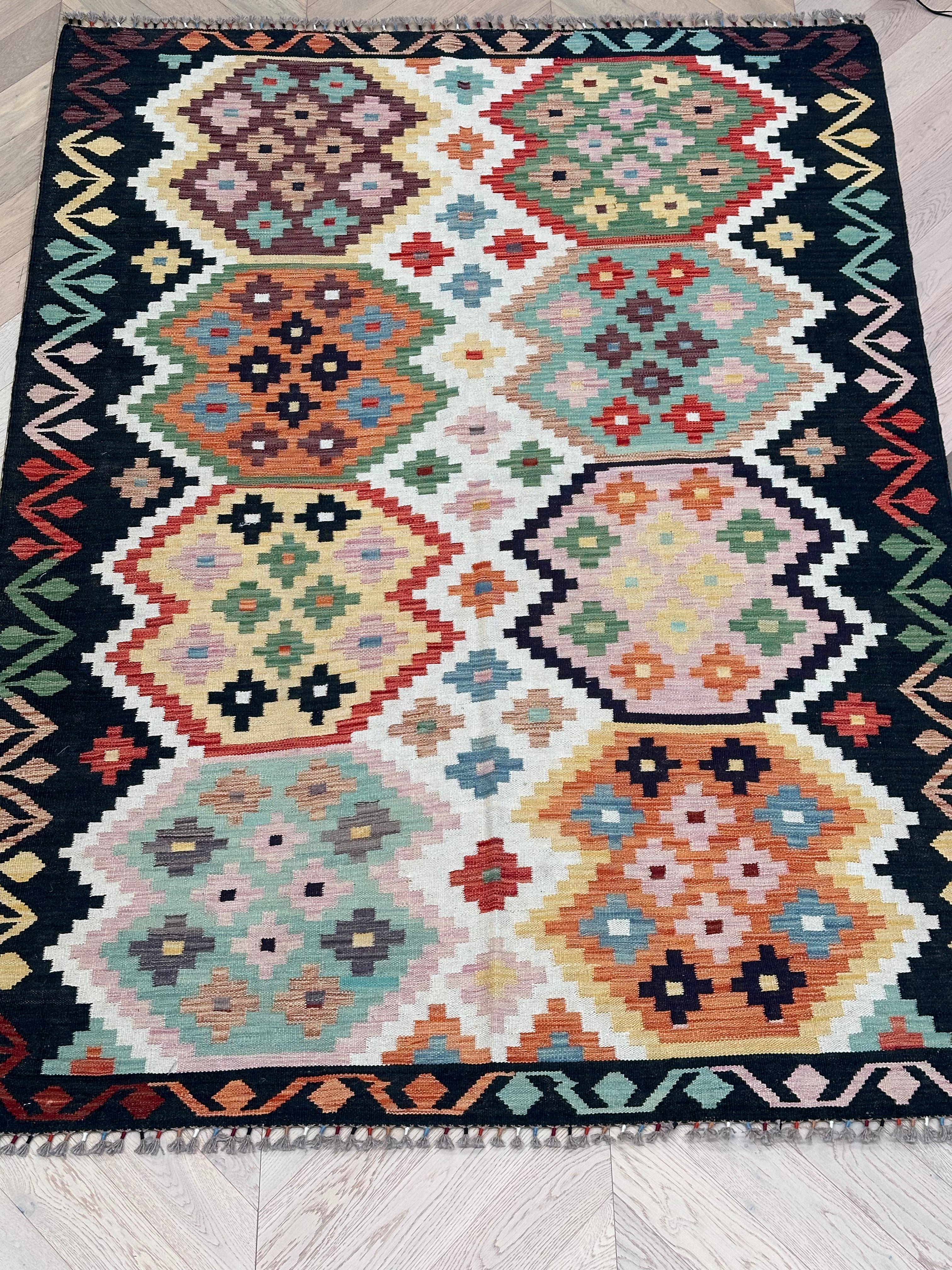Chobi Afghan Handmade — 2.45 x 1.24