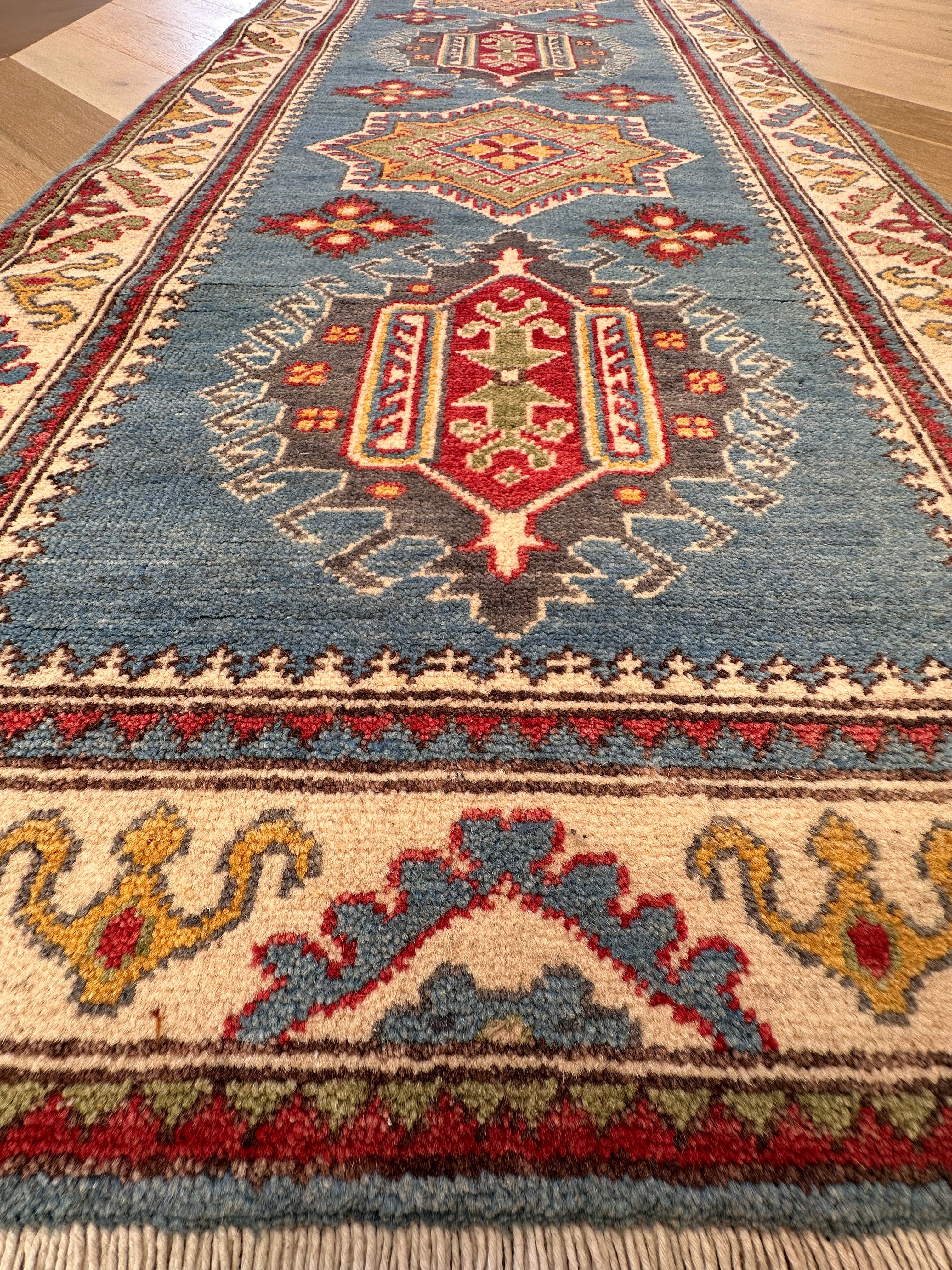 Beige Kazak handmade runner — 0.00 x 0.82
