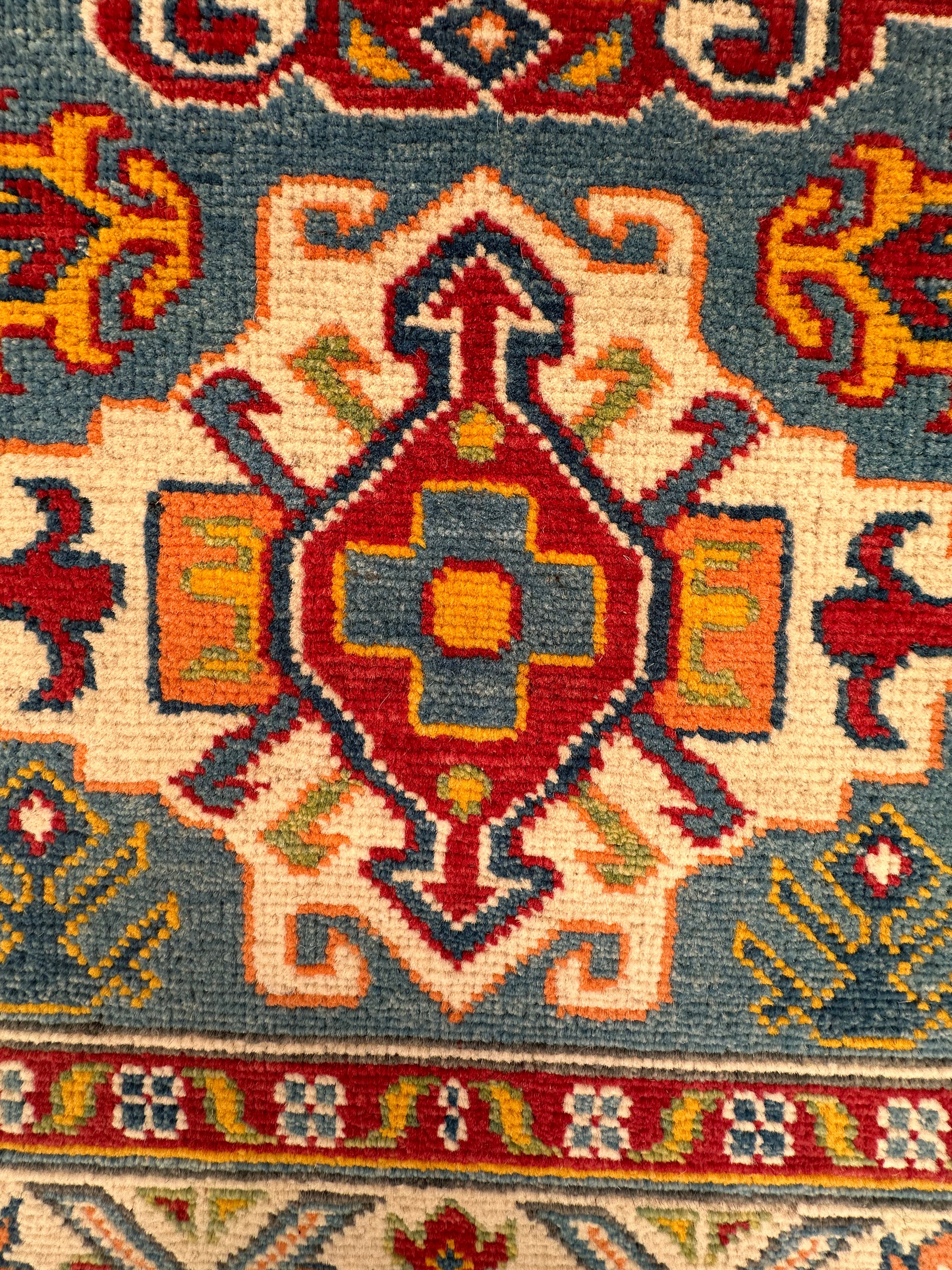 Grey Kazak handmade runner — 2.93 x 0.84