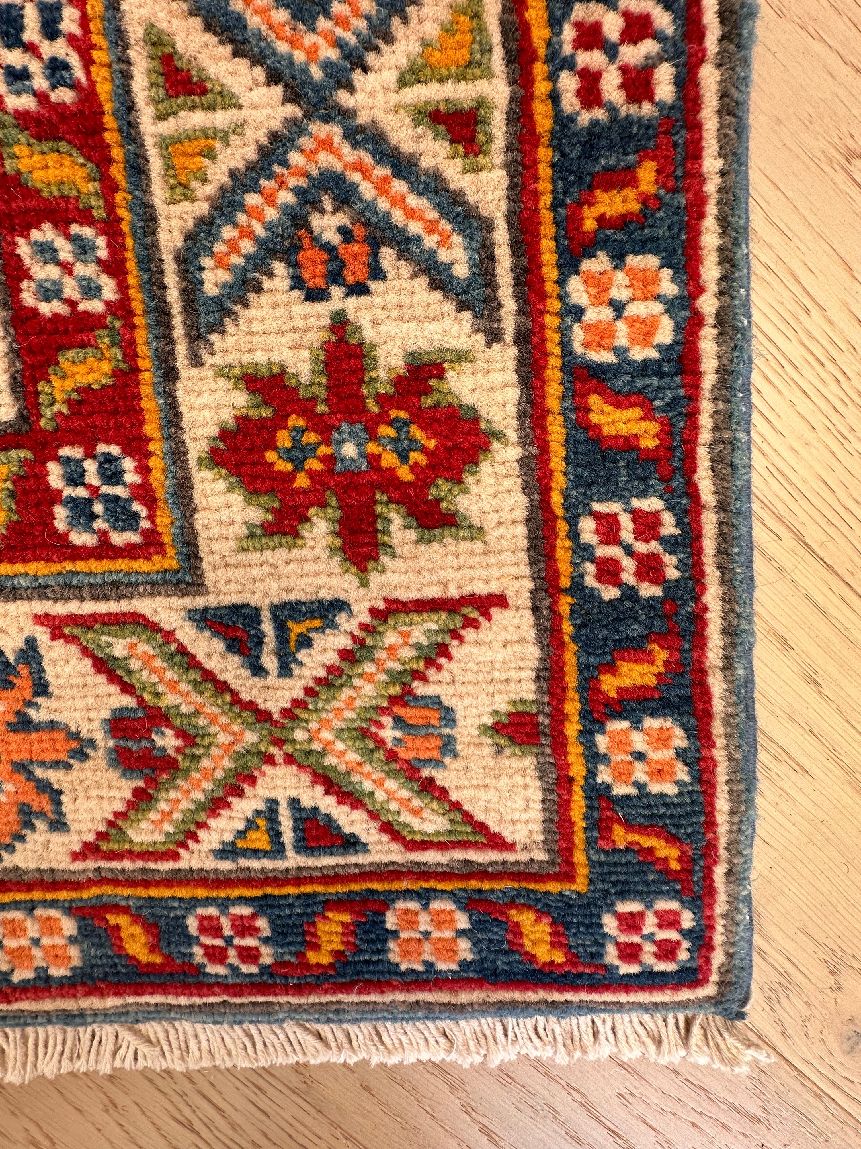 Grey Kazak handmade runner — 2.93 x 0.84