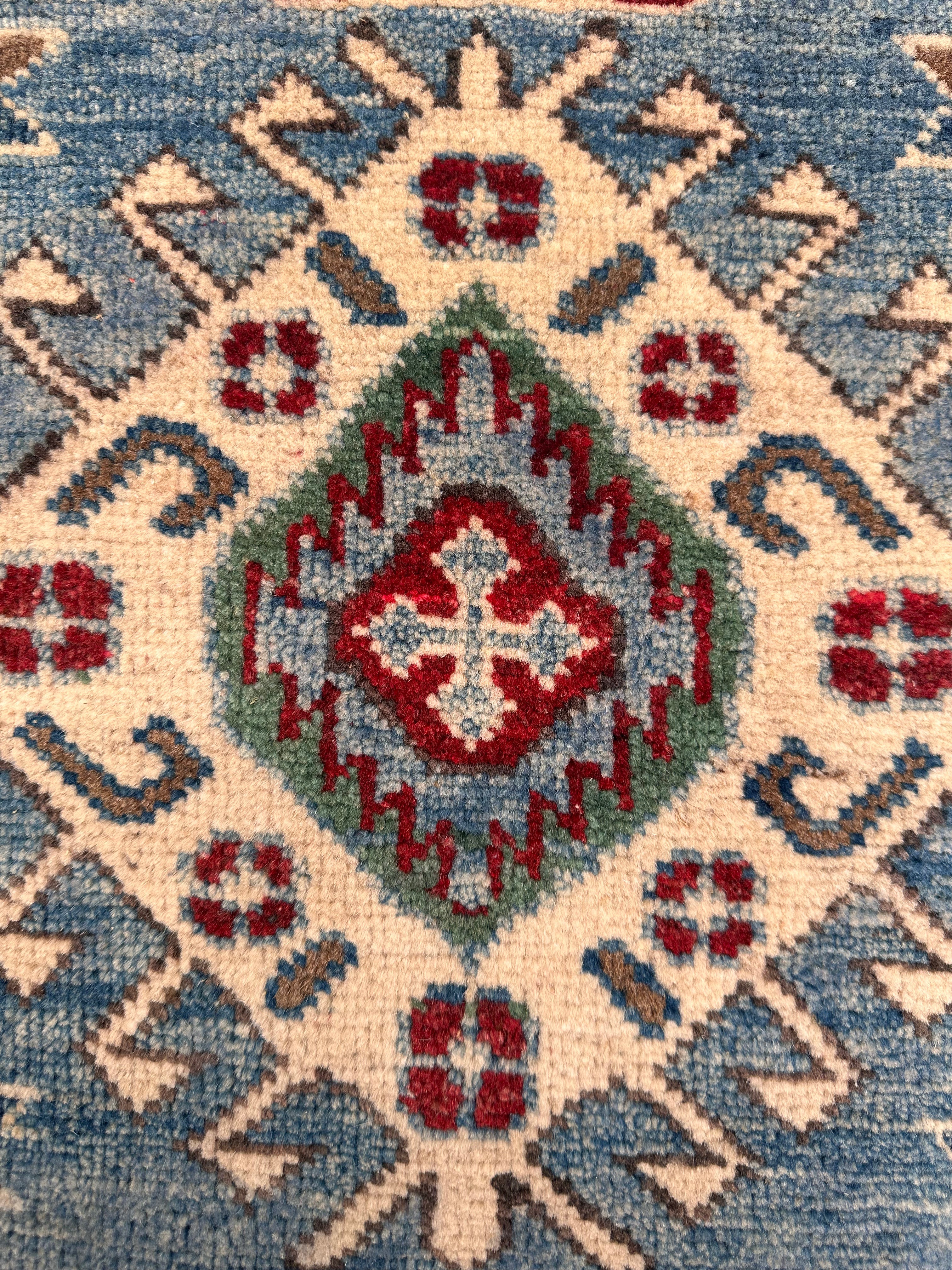 Grey Kazak handmade runner — 2.93 x 0.84