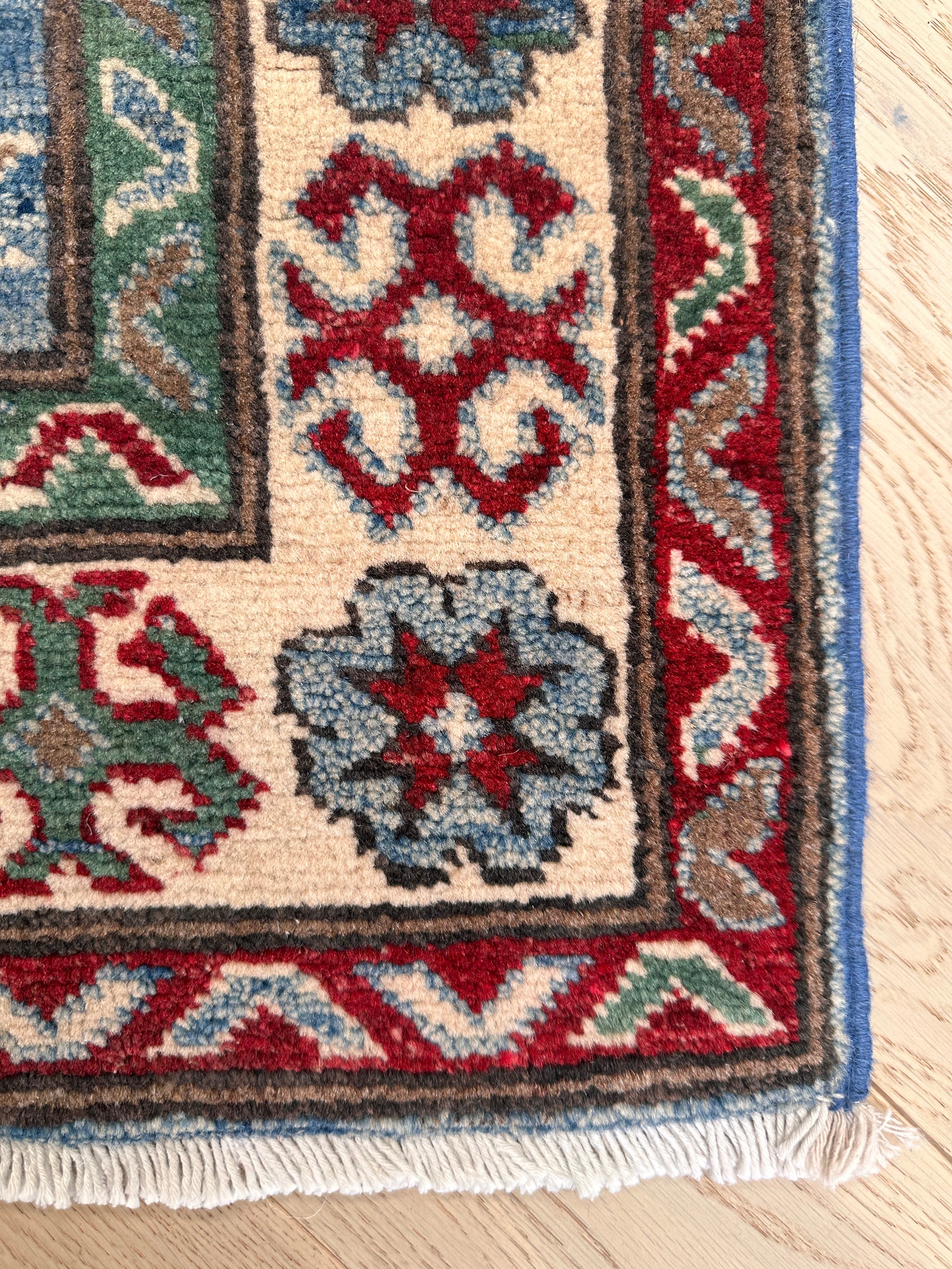 Grey Kazak handmade runner — 2.93 x 0.84