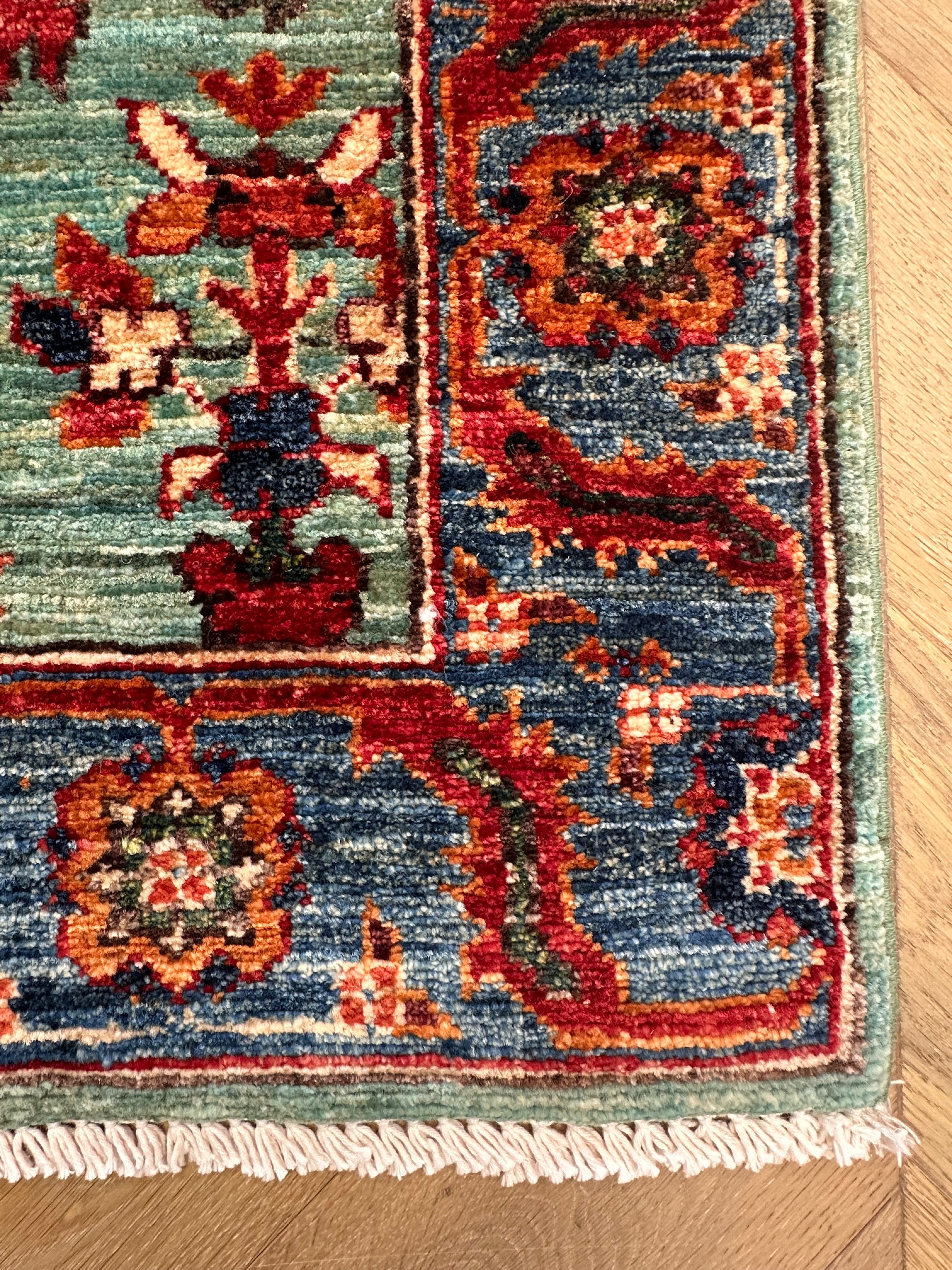 Beige Chobi Afghan Handmade — 3.01 x 0.83