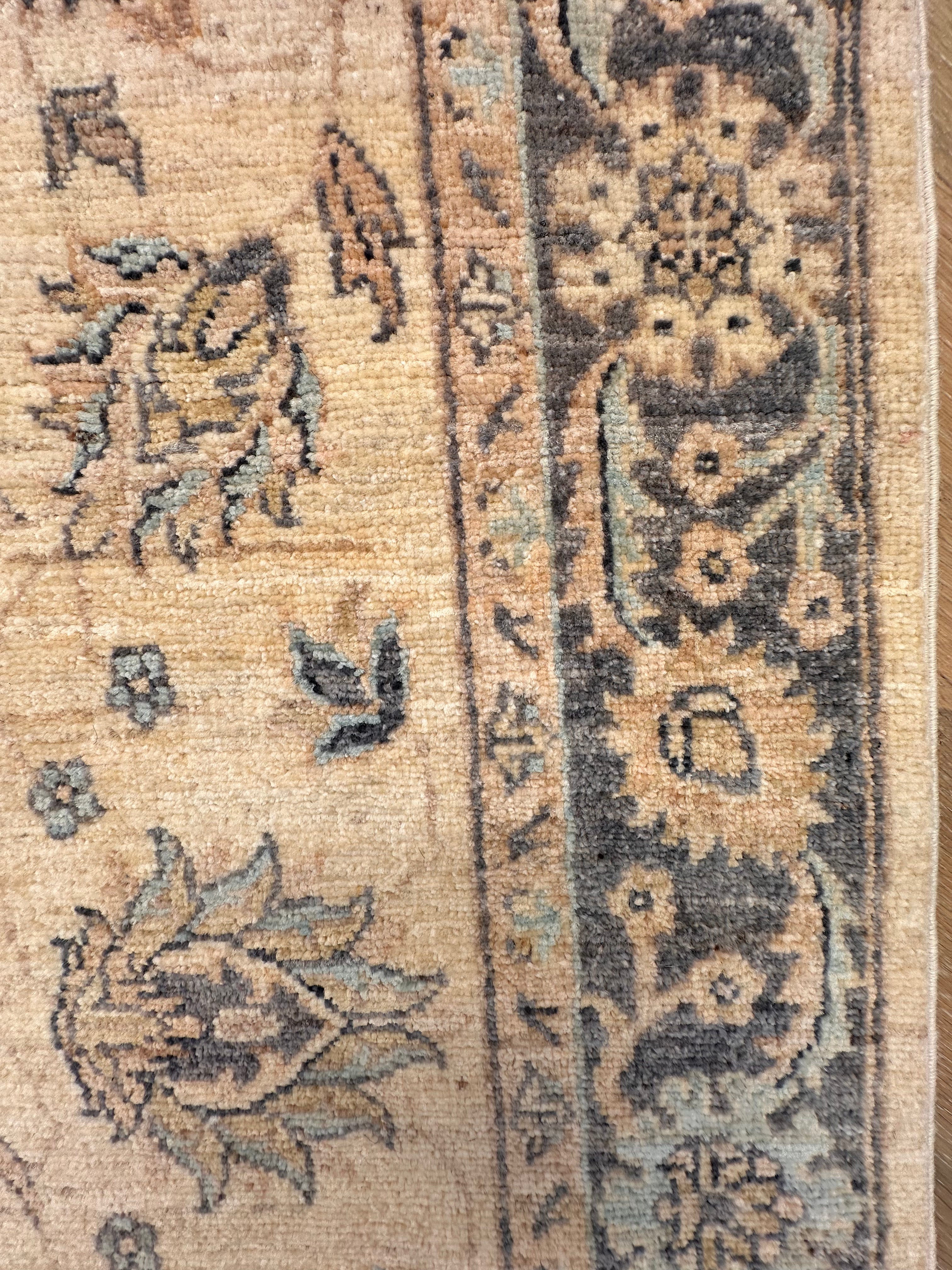 Beige Chobi Afghan Handmade — 3.83 x 0.89