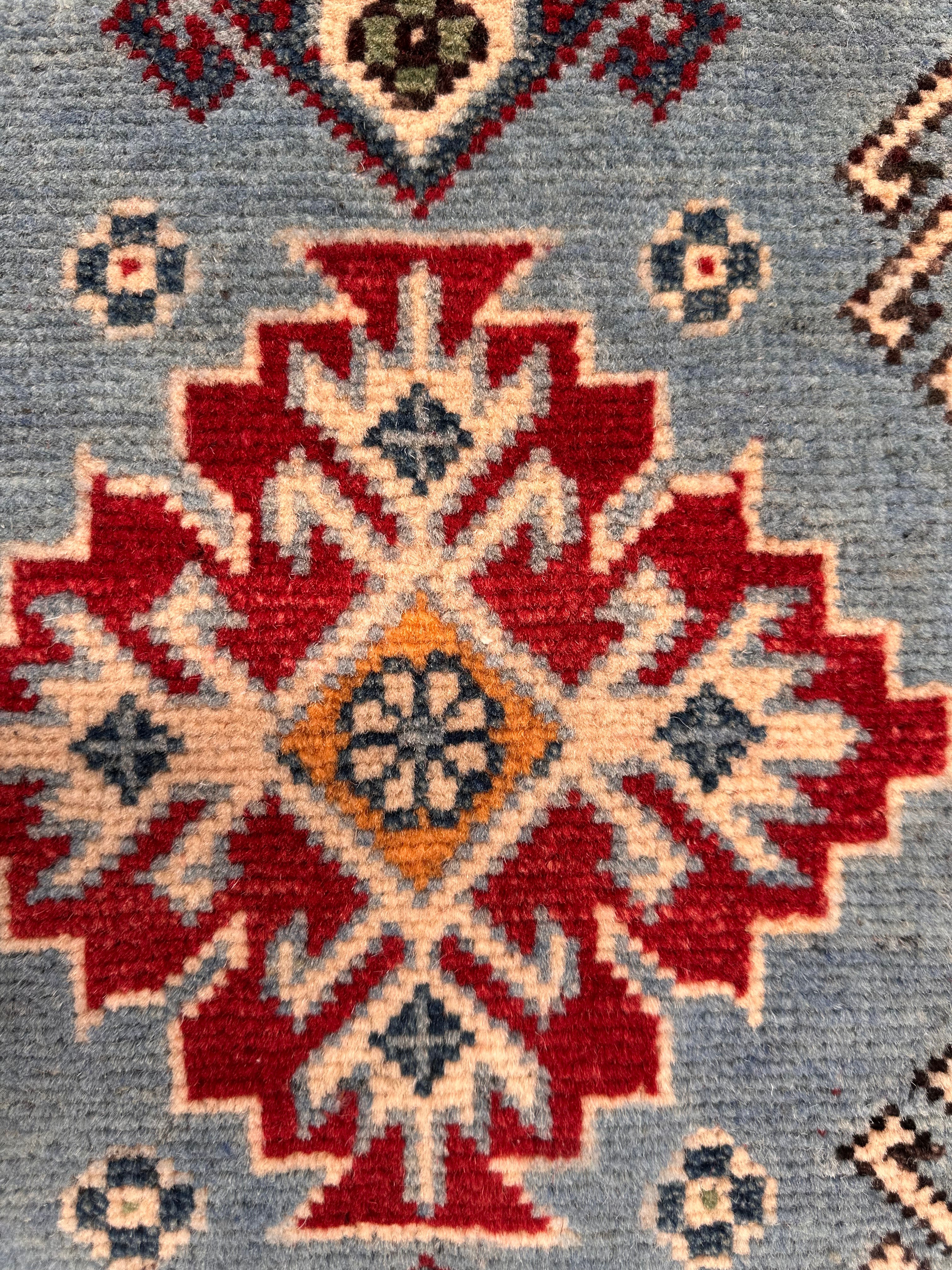 Grey Kazak handmade runner — 1.80 x 0.61