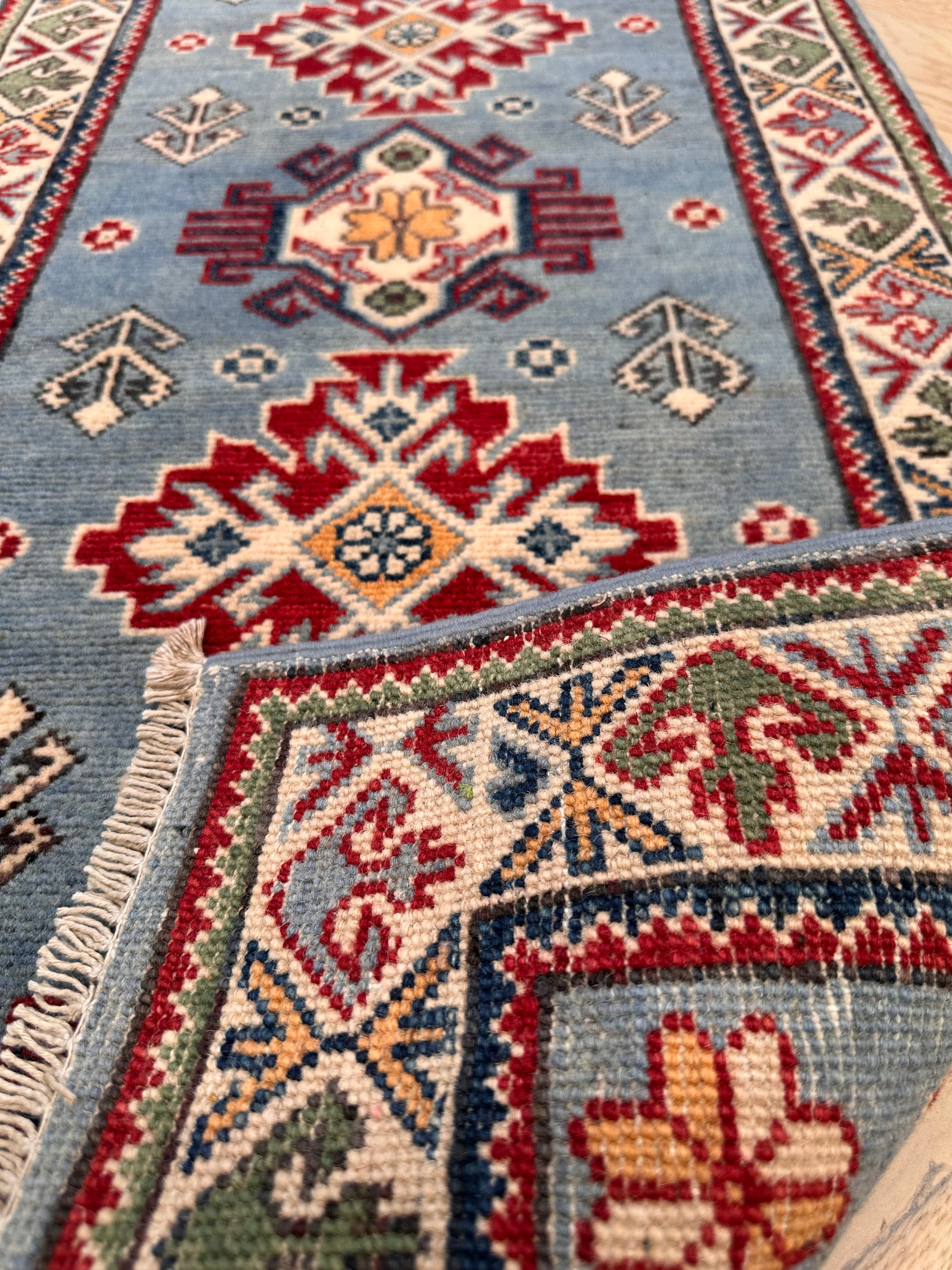 Grey Kazak handmade runner — 1.80 x 0.61