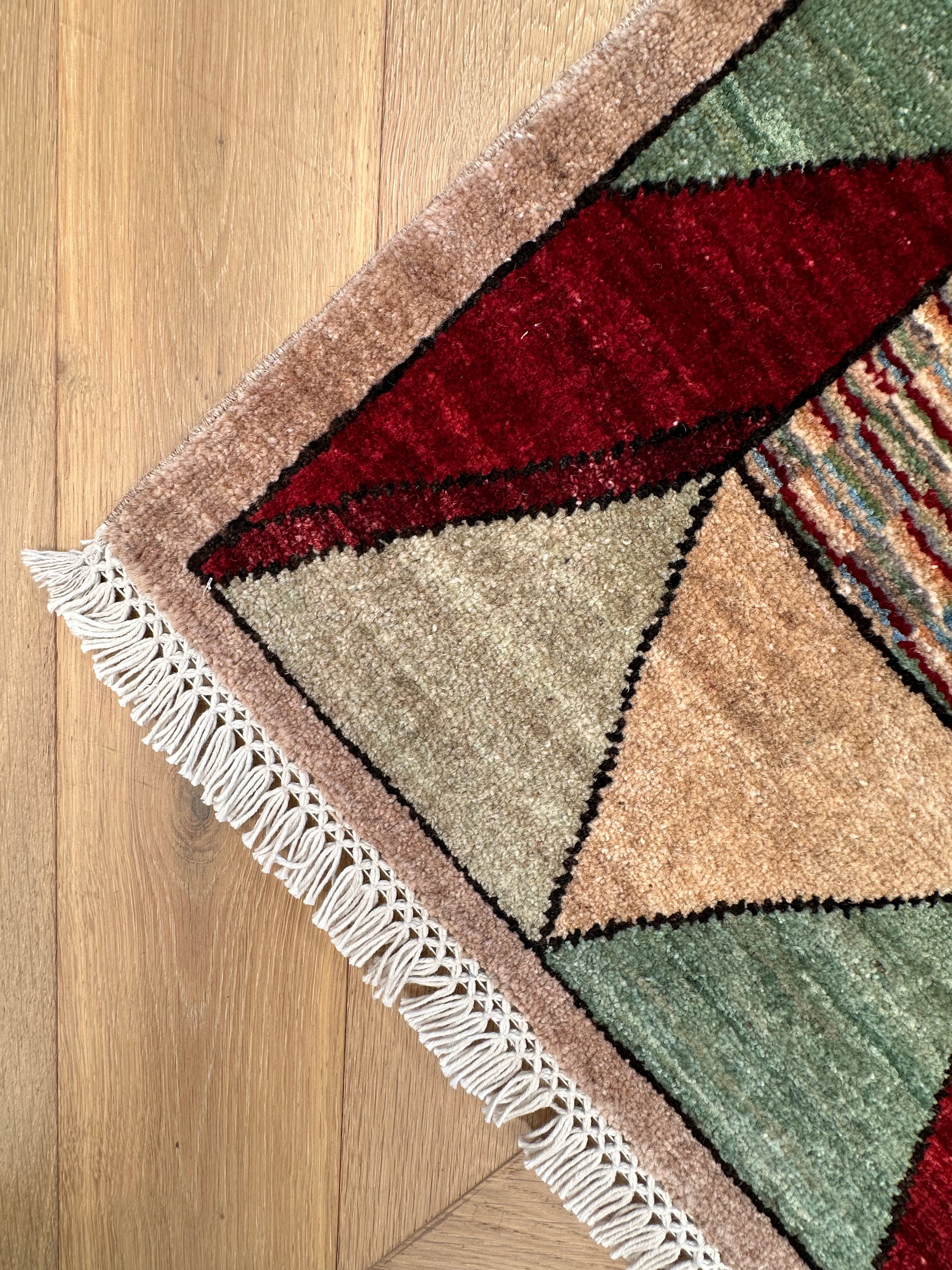 Handmade Gaba rug-runner — 3.80 x 0.85
