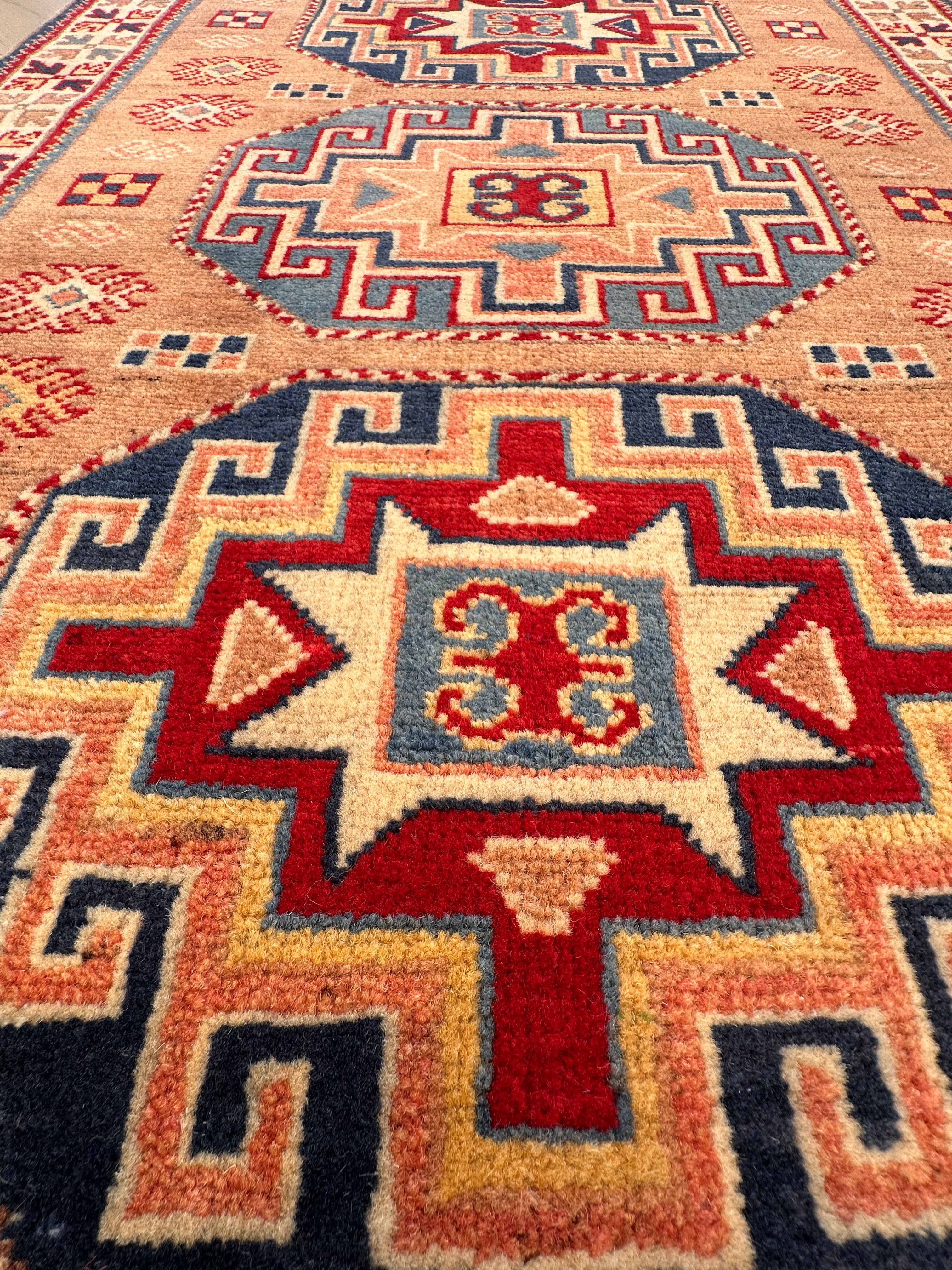 Grey Kazak handmade runner — 2.82 x 0.81