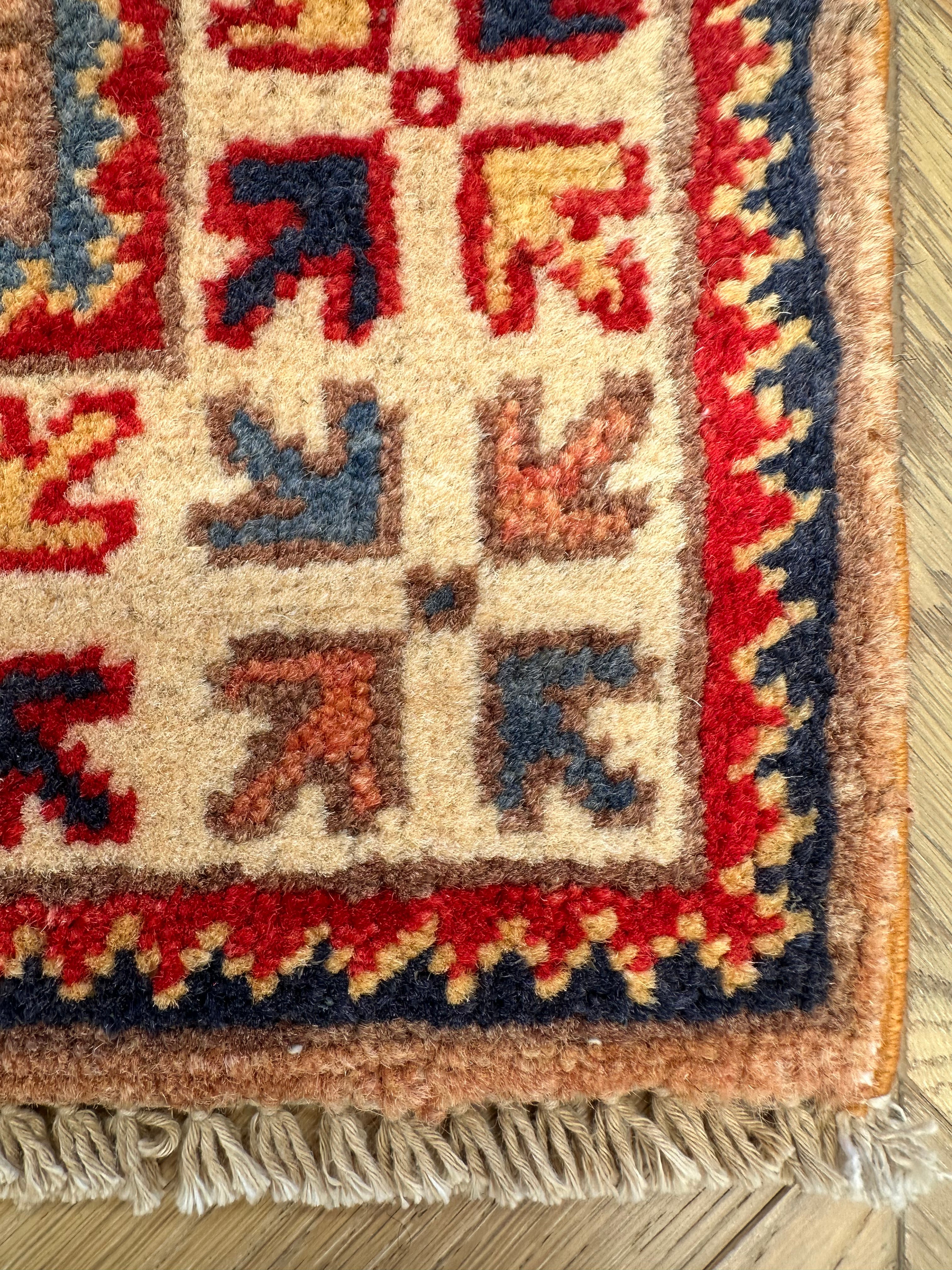 Grey Kazak handmade runner — 2.82 x 0.81