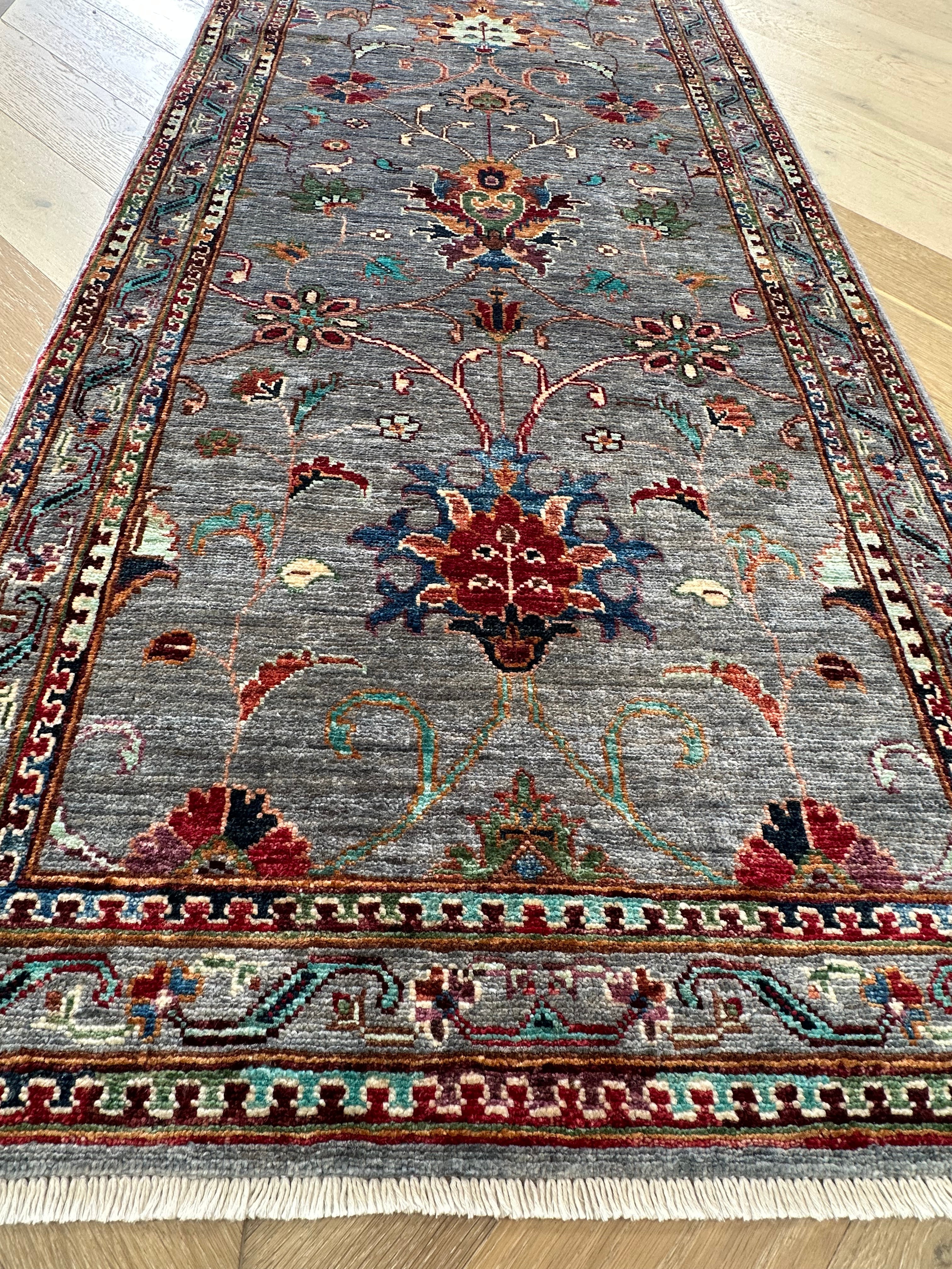 Grey Chobi Afghan Handmade — 3.06 x 0.82