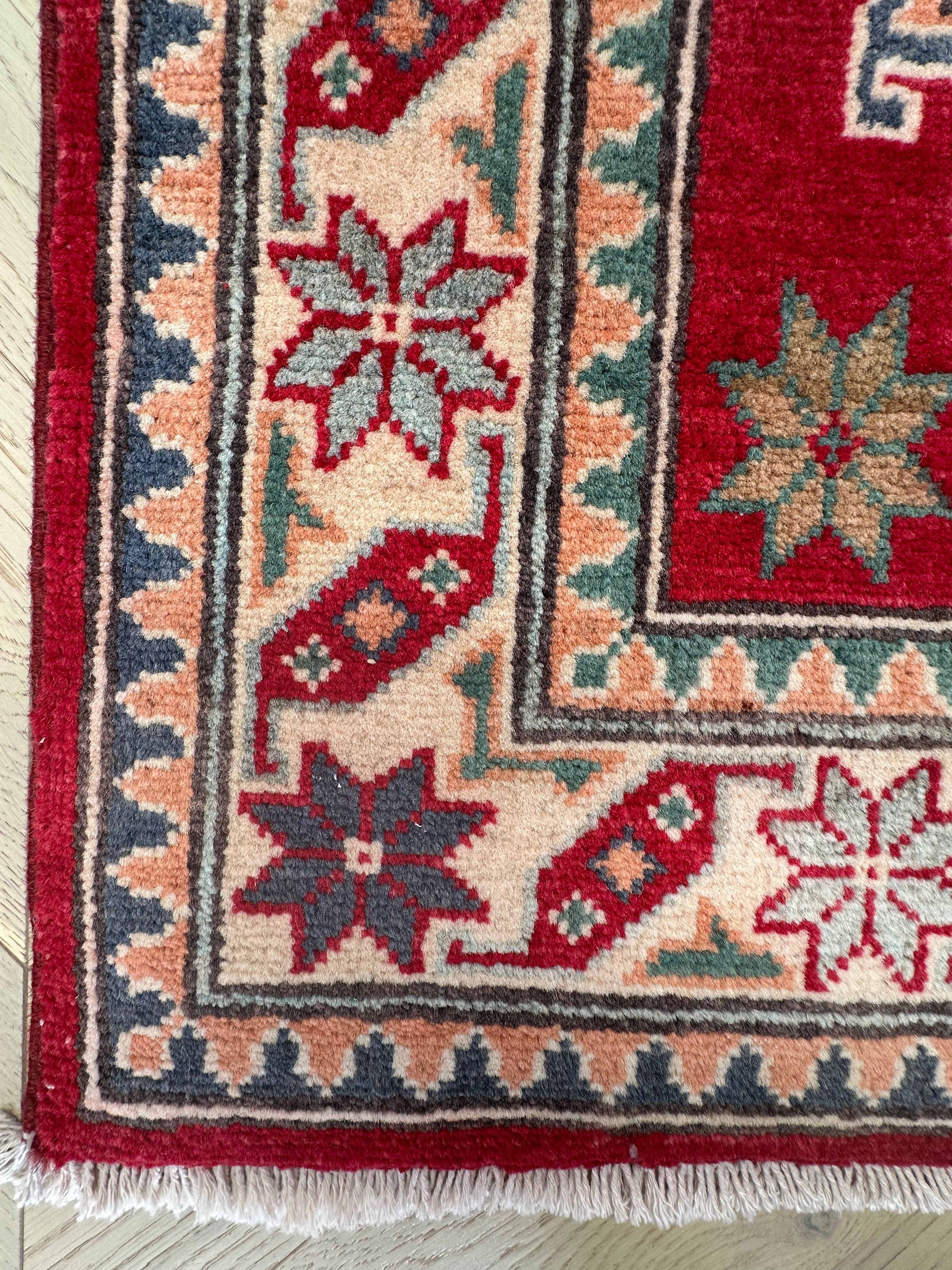 Grey Kazak handmade runner — 2.92 x 0.80