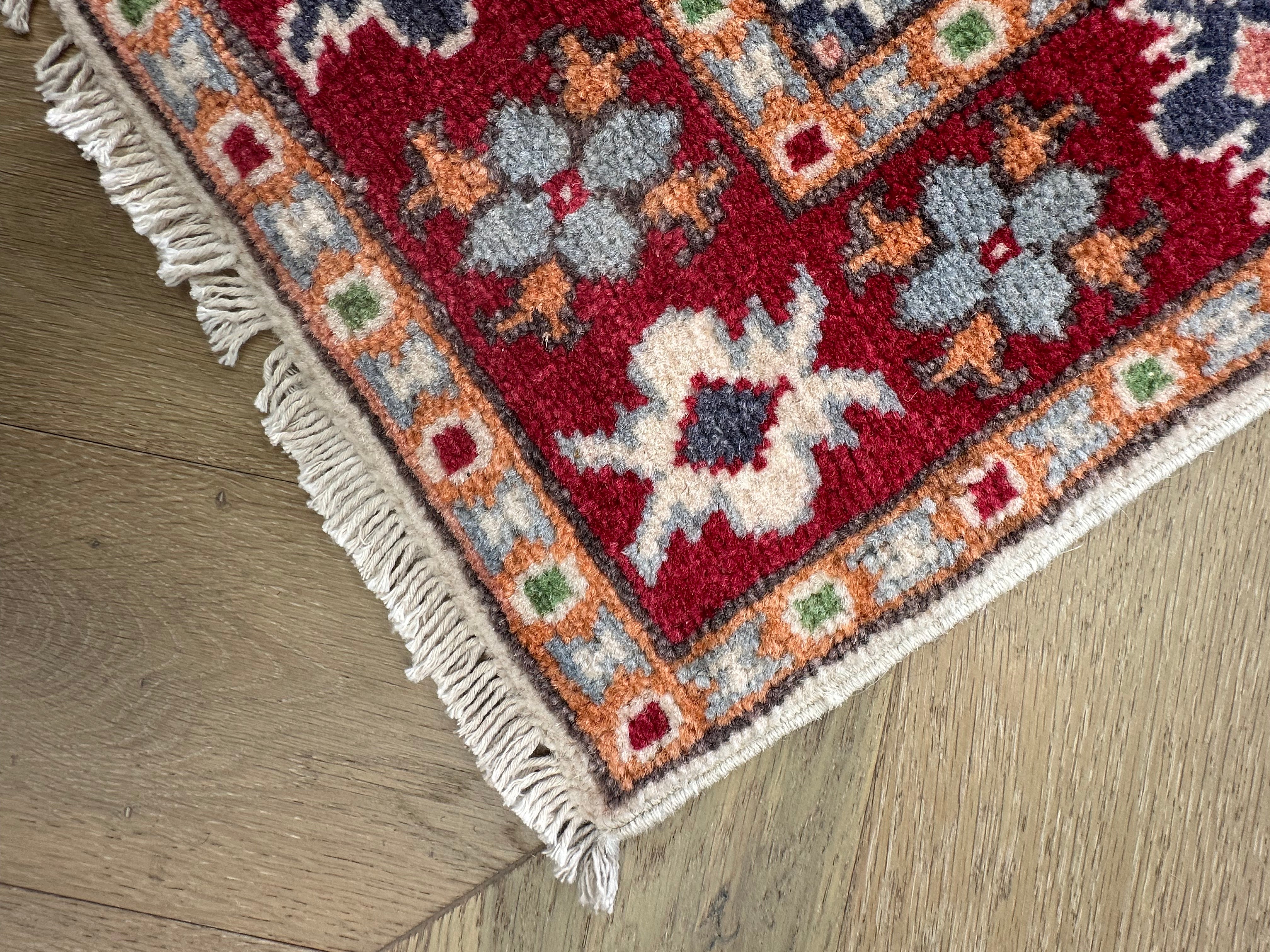 Grey Kazak handmade runner — 2.91 x 0.76