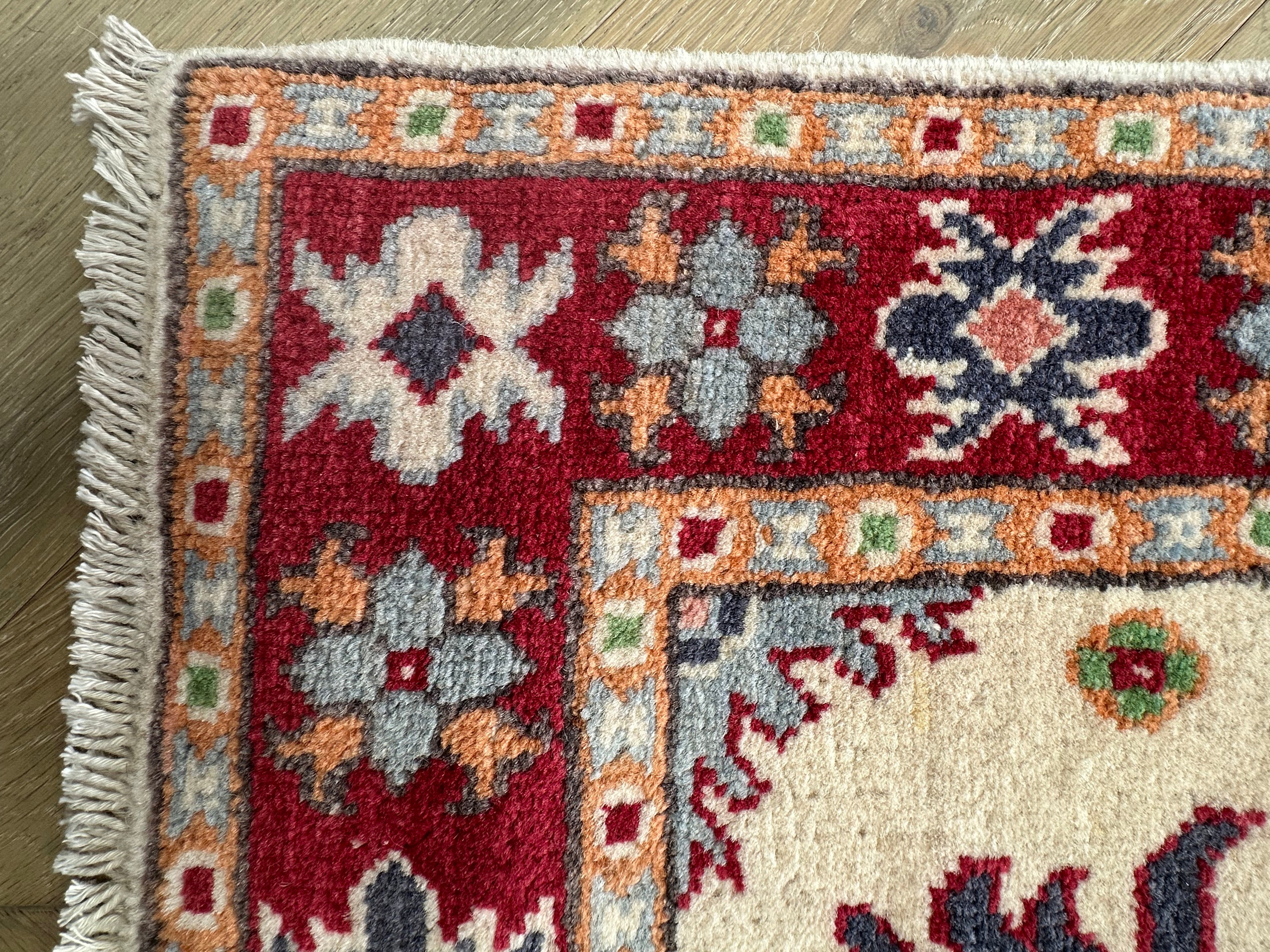 Grey Kazak handmade runner — 2.91 x 0.76