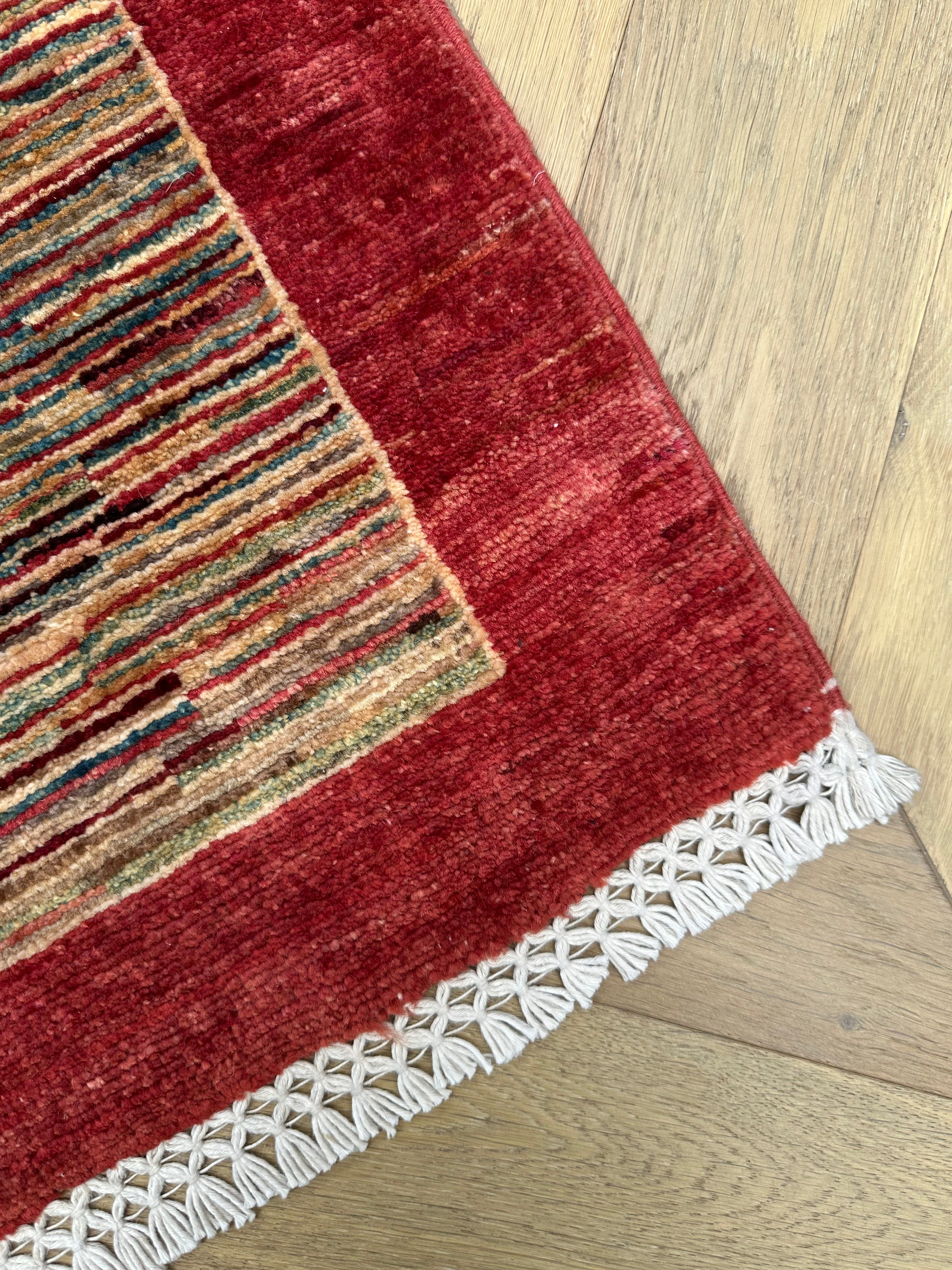Handmade Gaba rug-runner — 2.98 x 0.82