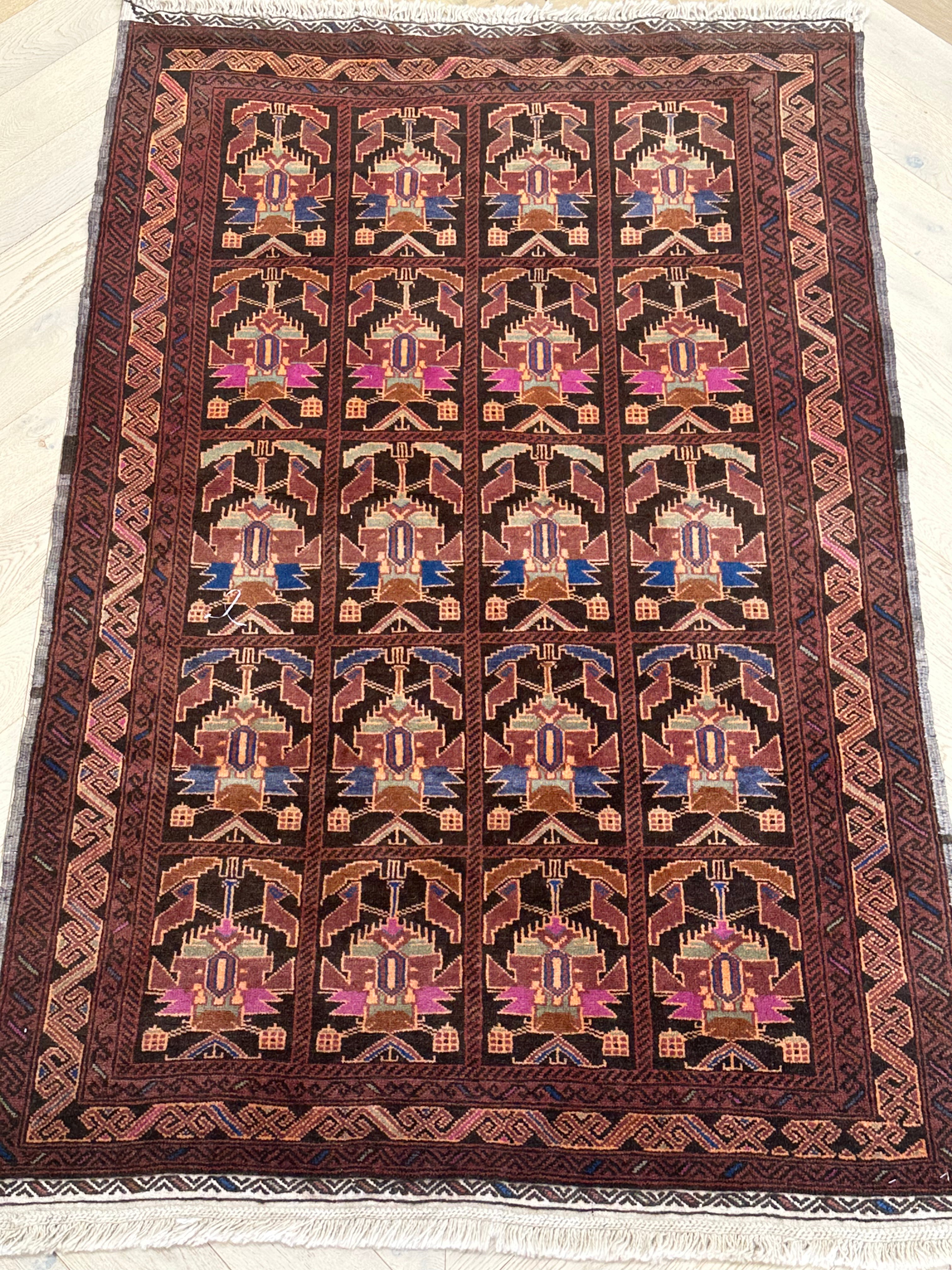 Afghan handmade rug,Chobi. Size:208x116 cm