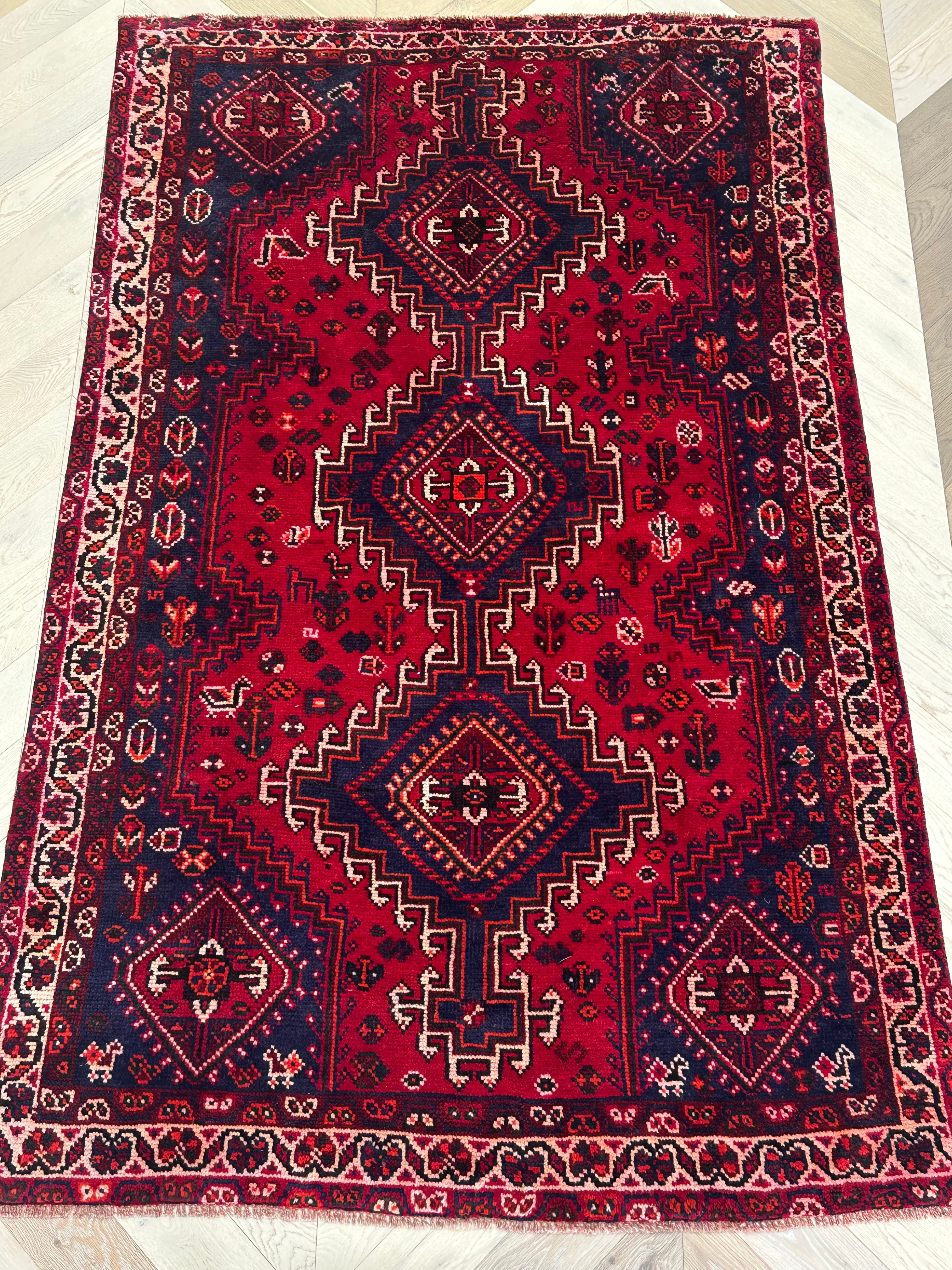 Red Afghan Handmade — 2.44 x 1.55