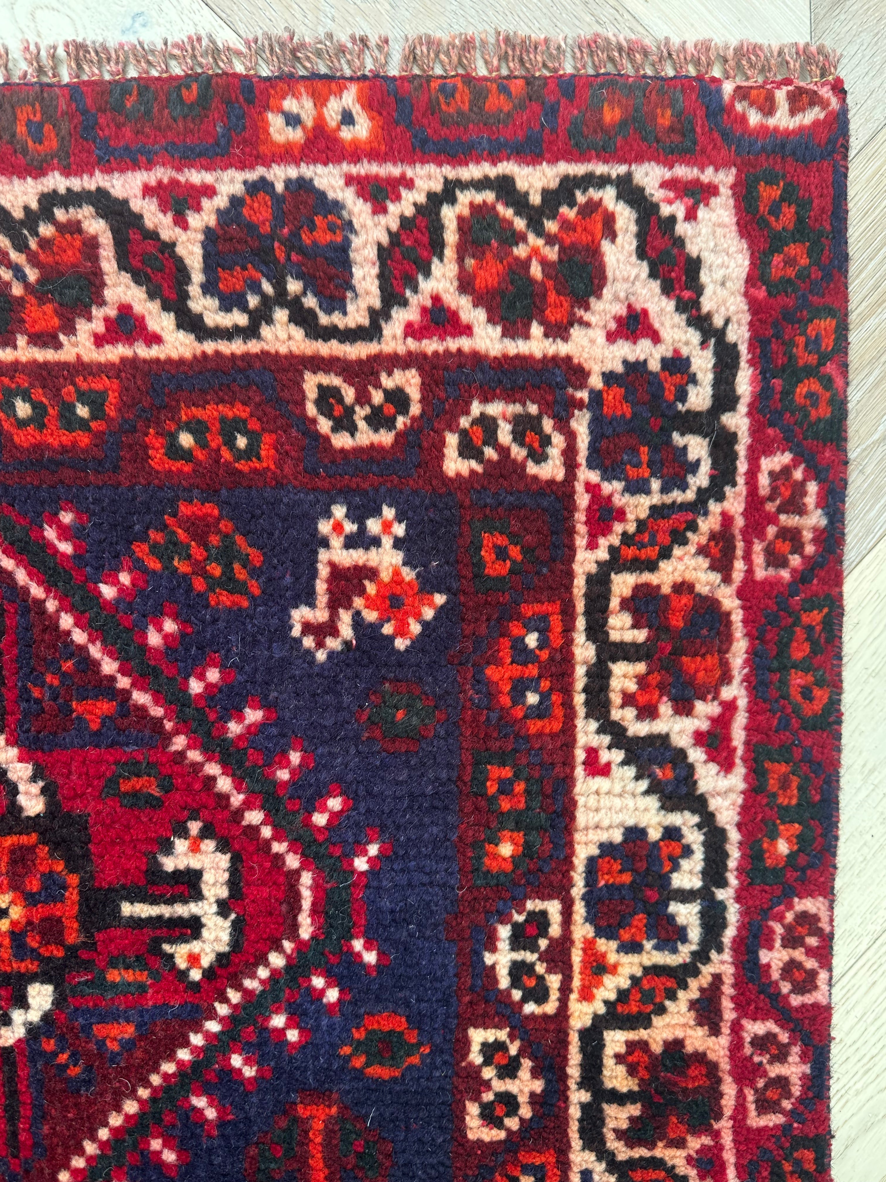 Red Afghan Handmade — 2.44 x 1.55