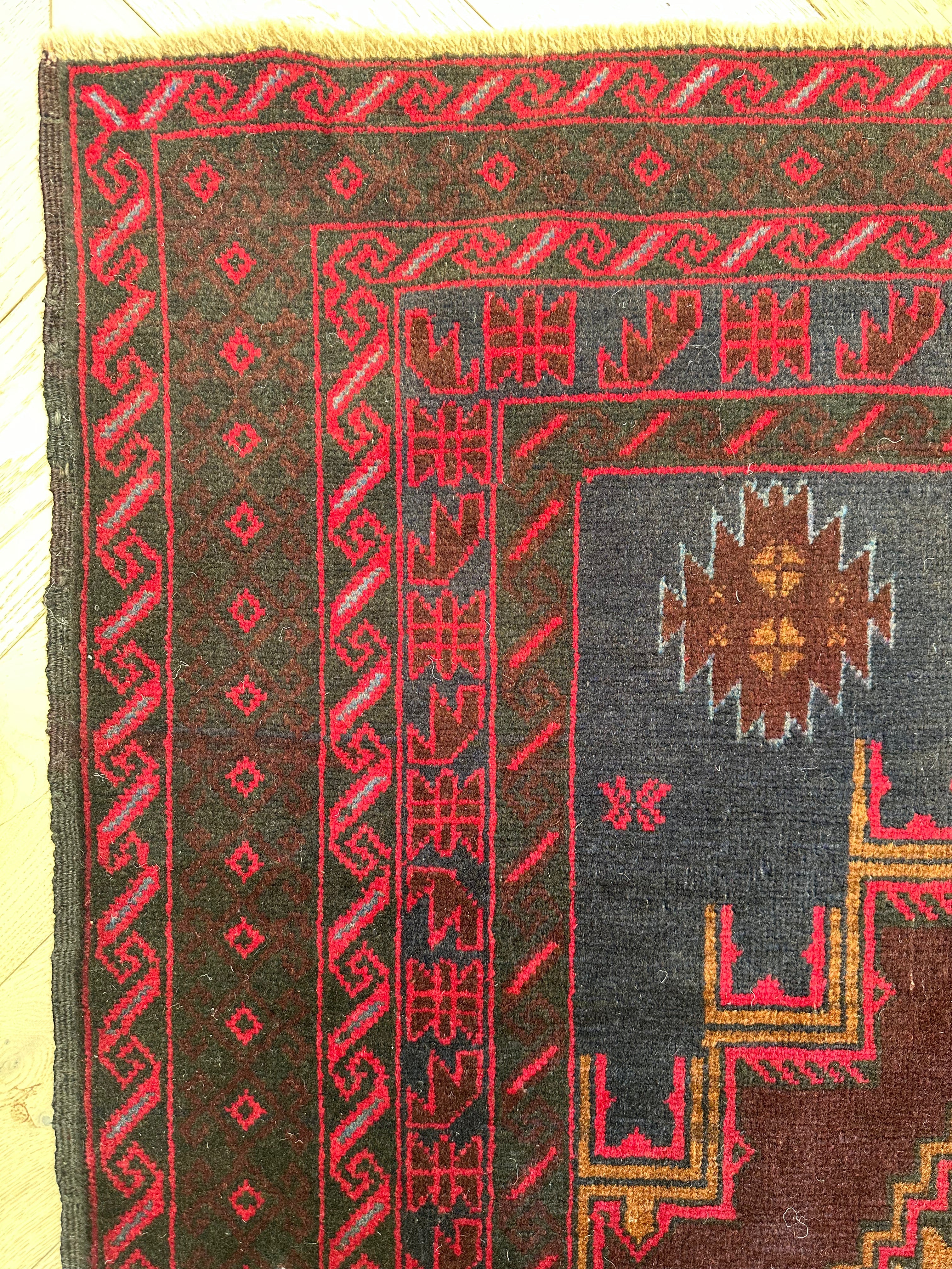 Red Afghan Handmade — 2.08 x 1.16