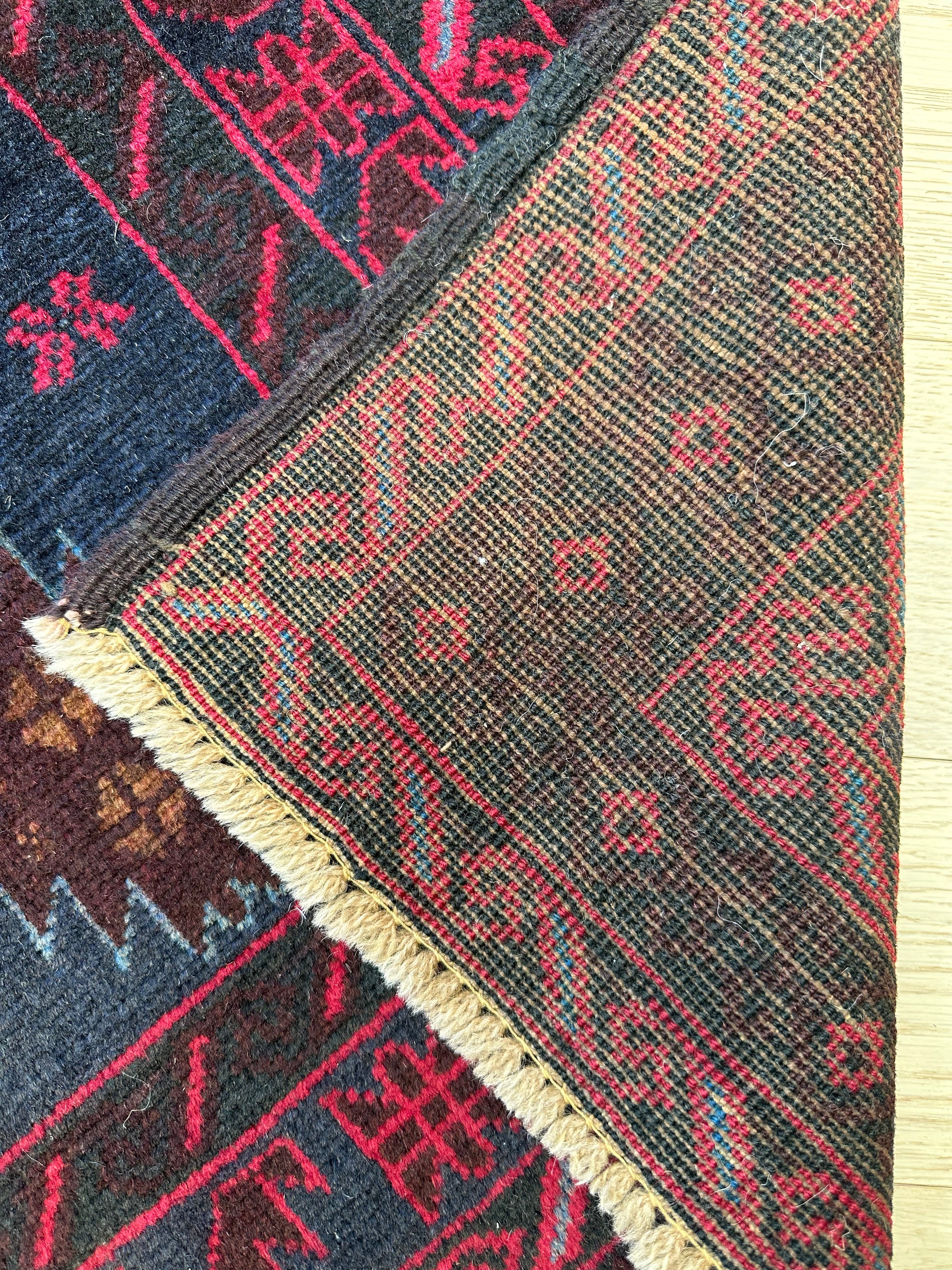 Red Afghan Handmade — 2.08 x 1.16