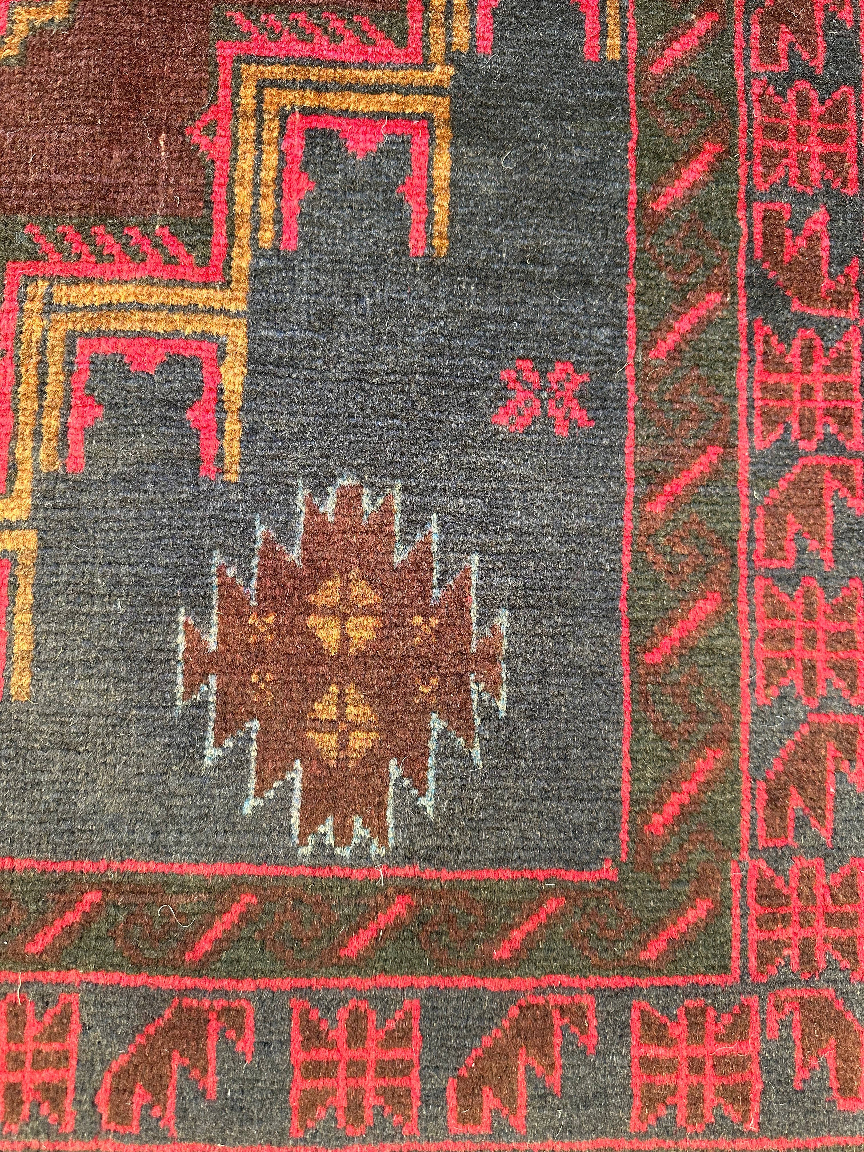 Red Afghan Handmade — 2.08 x 1.16