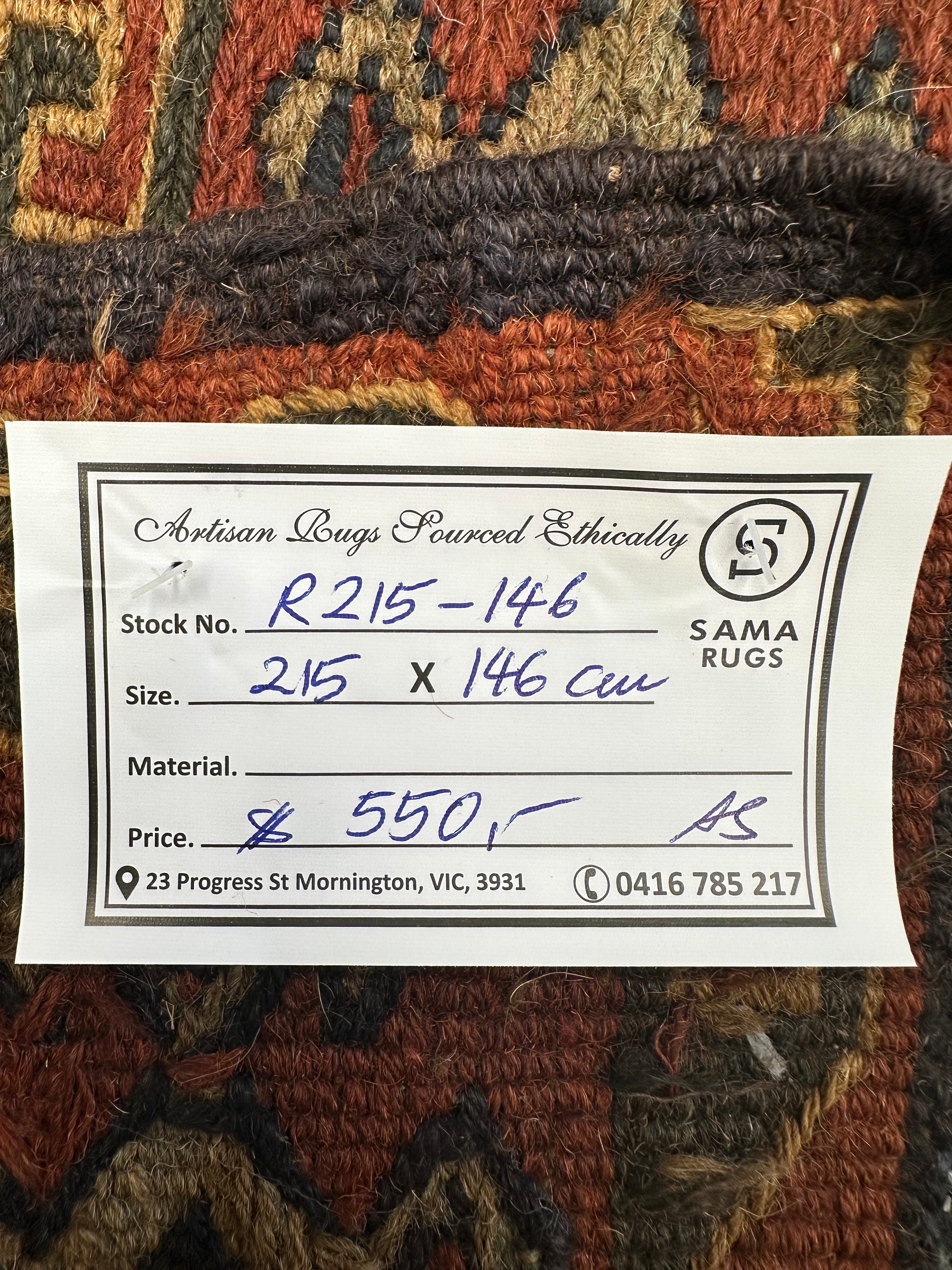 HANDMADE AFGHAN MUSHWANI KILIM | CM|