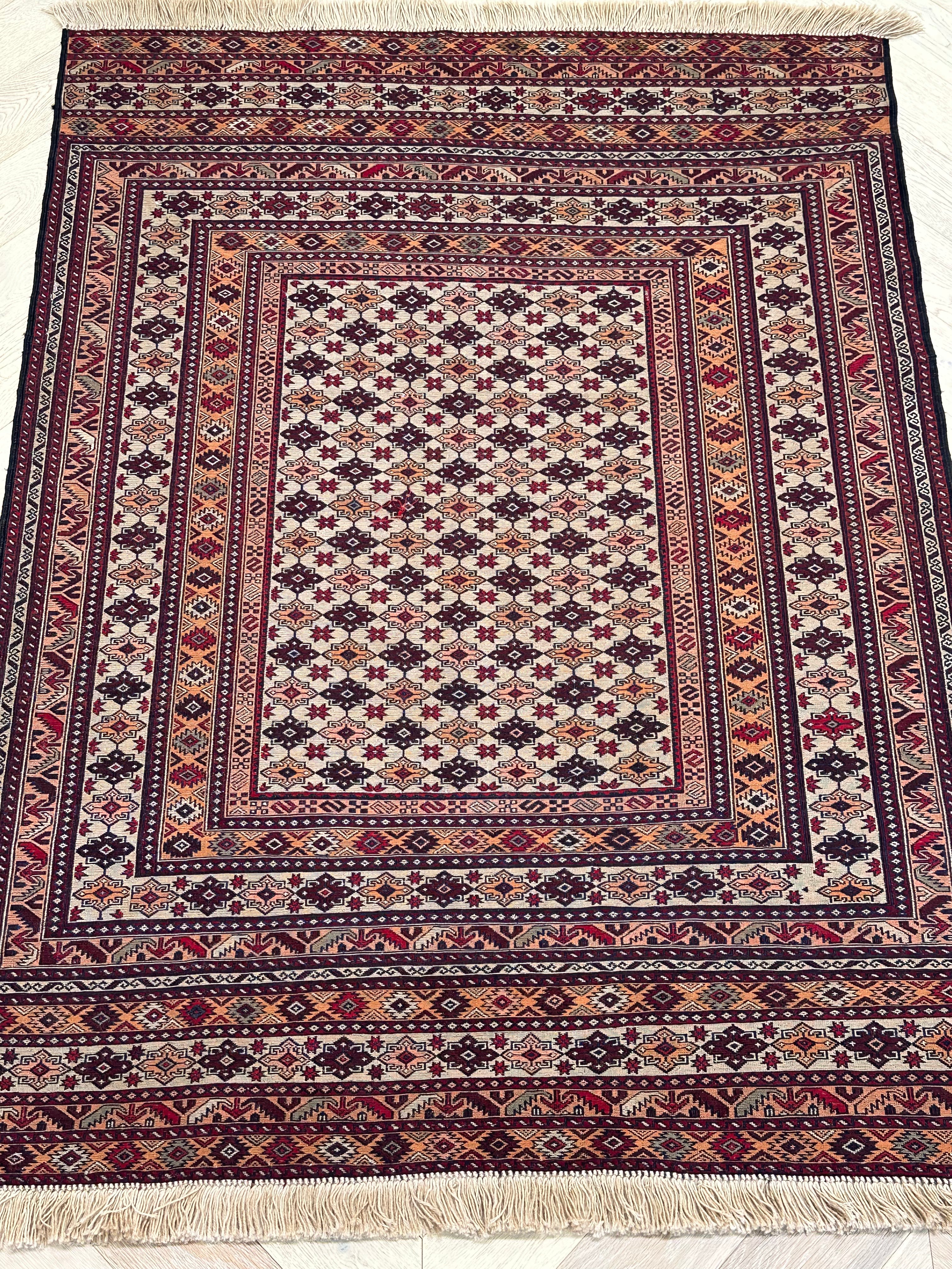 Yellow Handmade Herati Sumak Rug | — 1.88 x 1.29