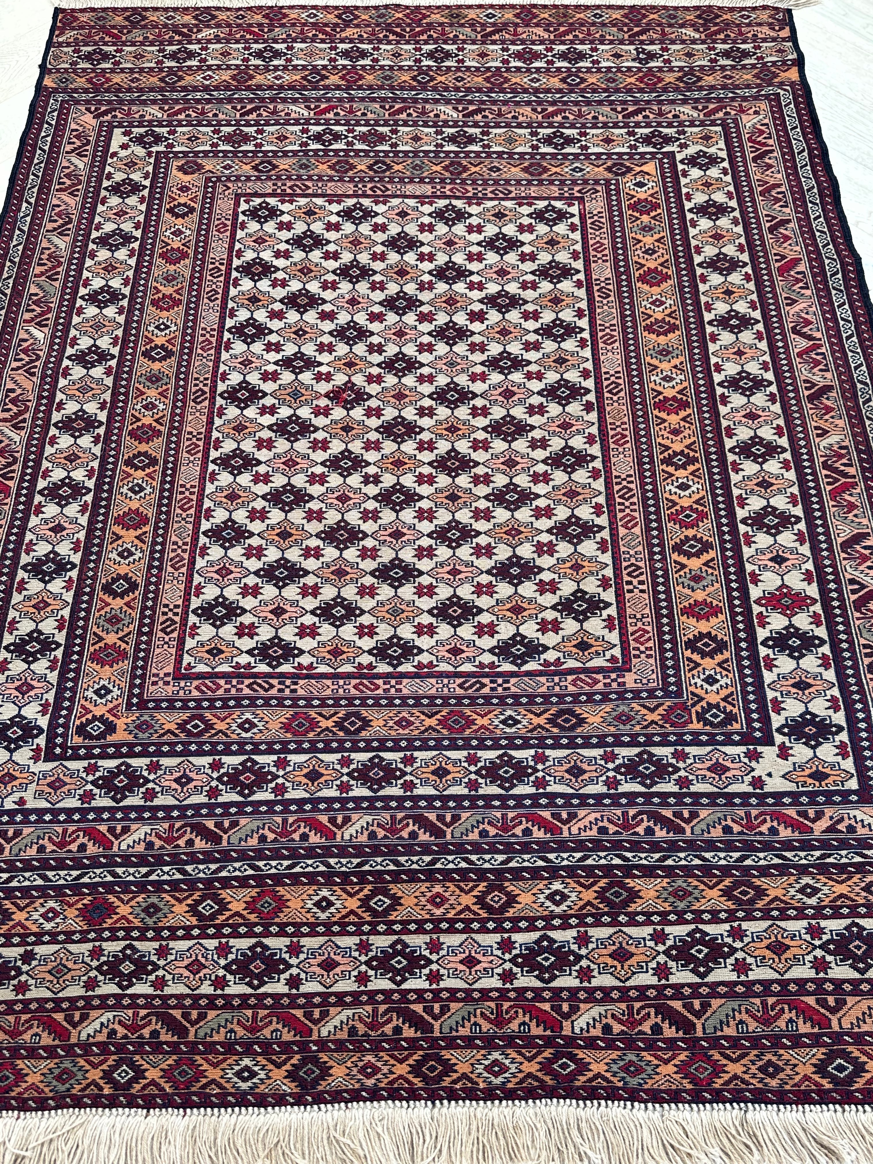 Yellow Handmade Herati Sumak Rug | — 1.88 x 1.29