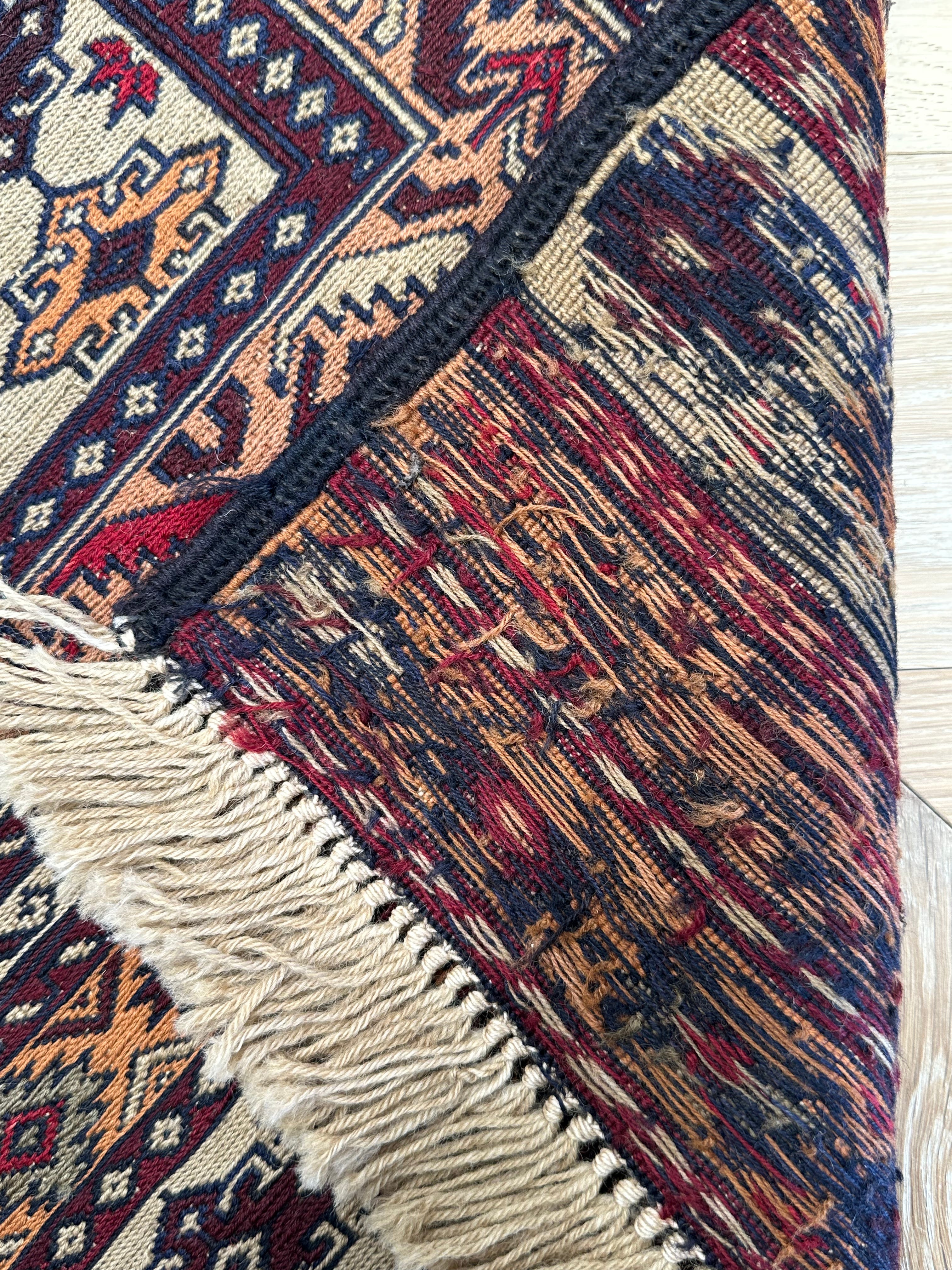 Yellow Handmade Herati Sumak Rug | — 1.88 x 1.29