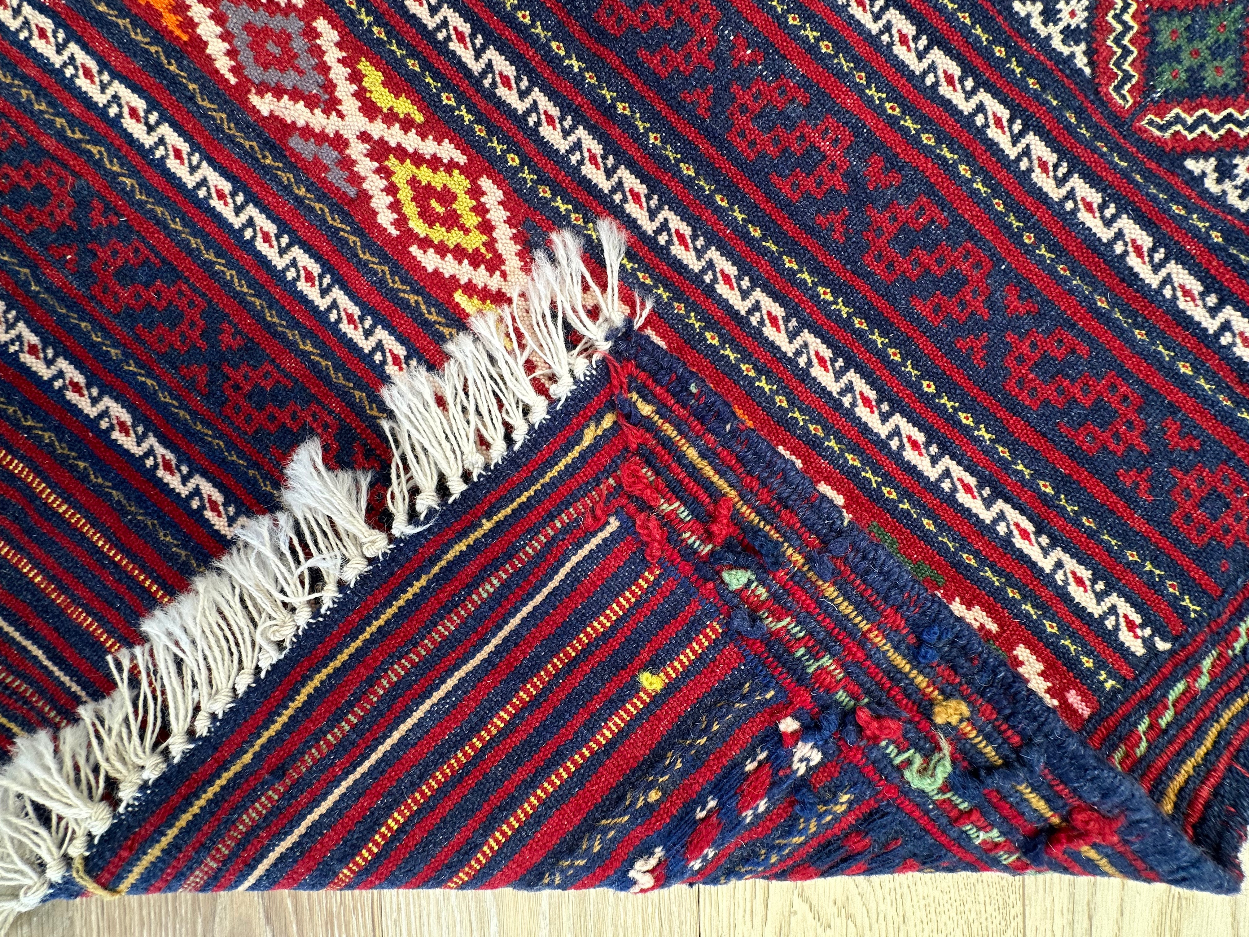 Yellow Handmade Herati Sumak Rug | — 1.98 x 1.45