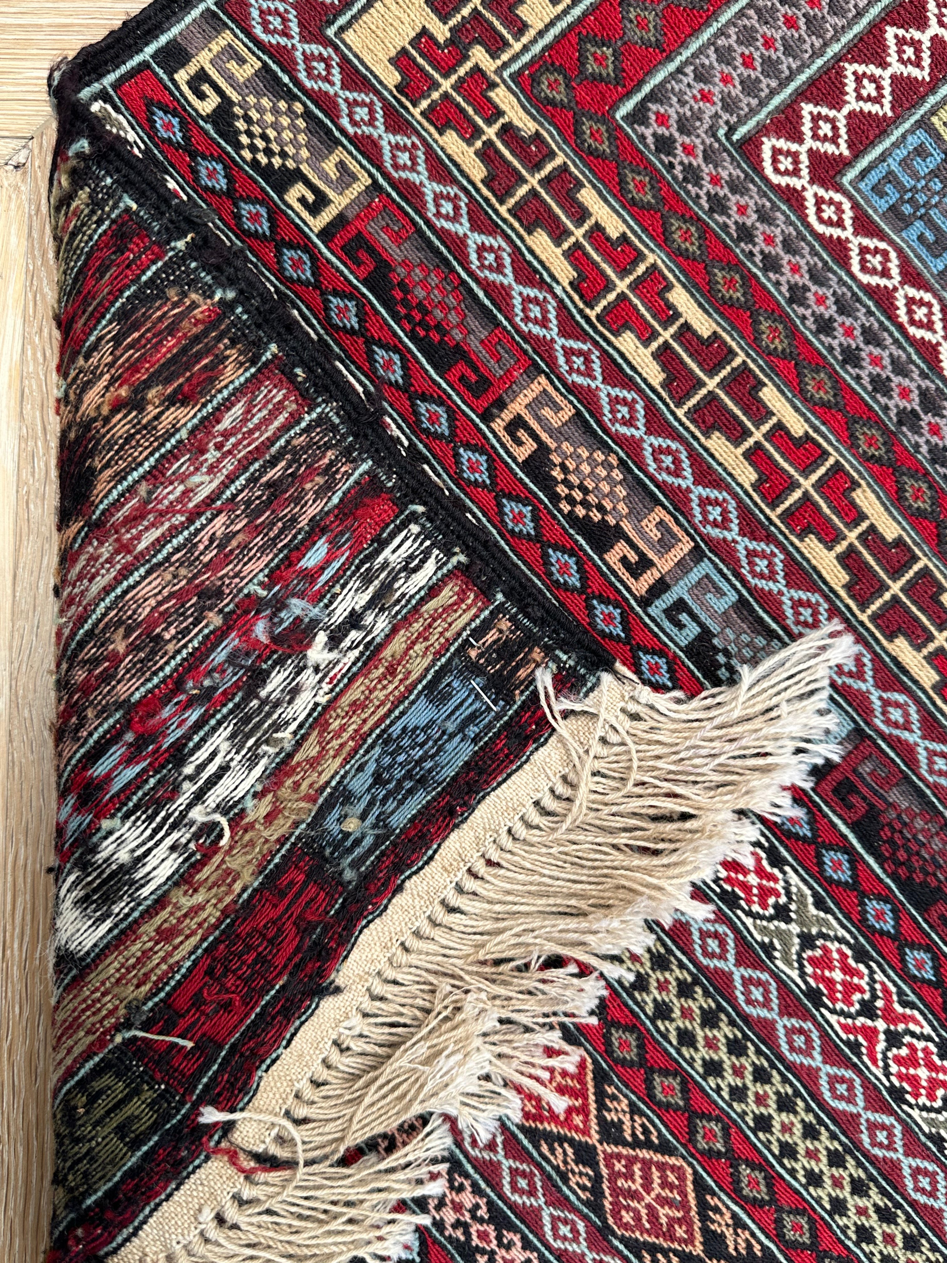 Yellow Handmade Herati Sumak Rug | — 1.88 x 1.26