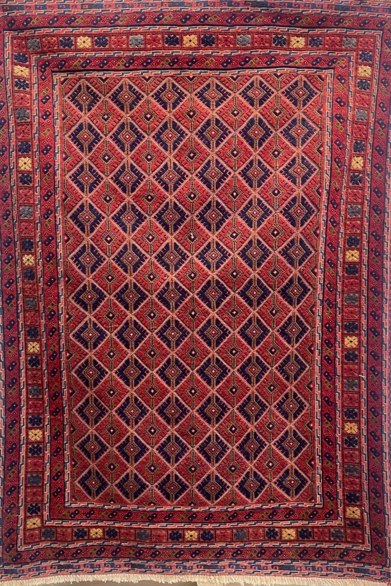 Red HANDMADE AFGHAN MUSHWANI KILIM | 188 X 152 CM |
