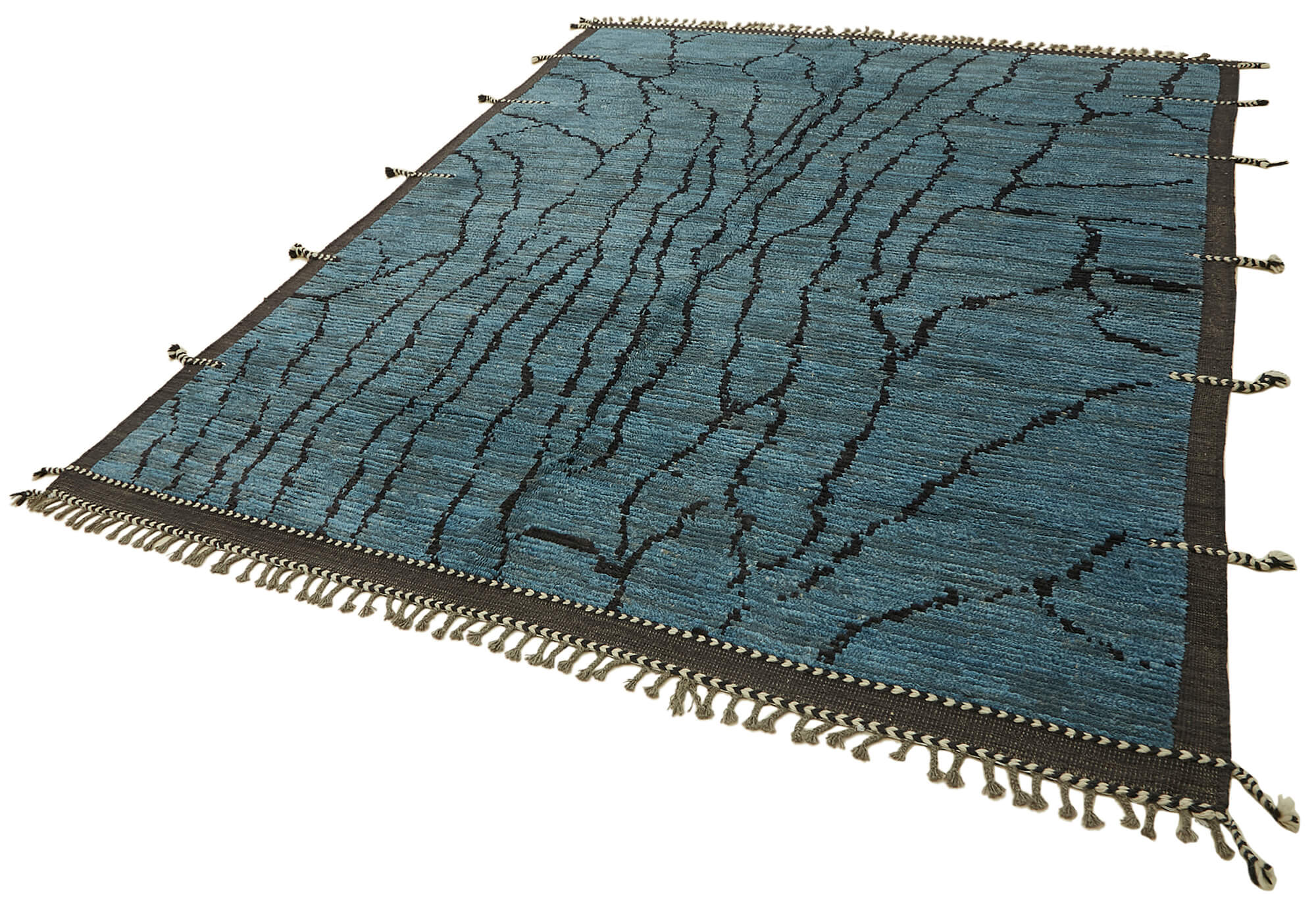 Blue Blue Tribal Atlas Rug – 2.50 x 3.10 — 2.50 x 3.10