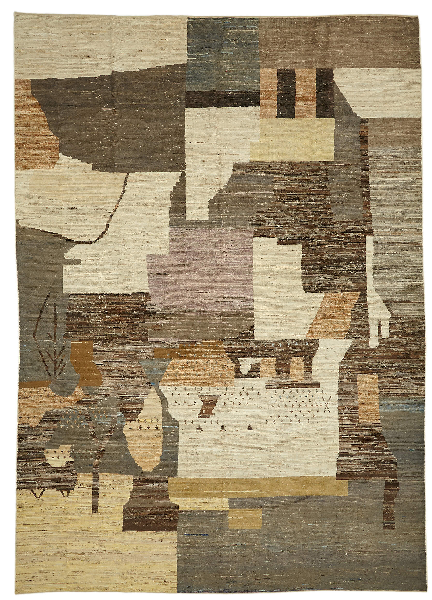 Beige Beige Tribal Atlas Rug – 3.74 x 5.23 — 3.74 x 5.23