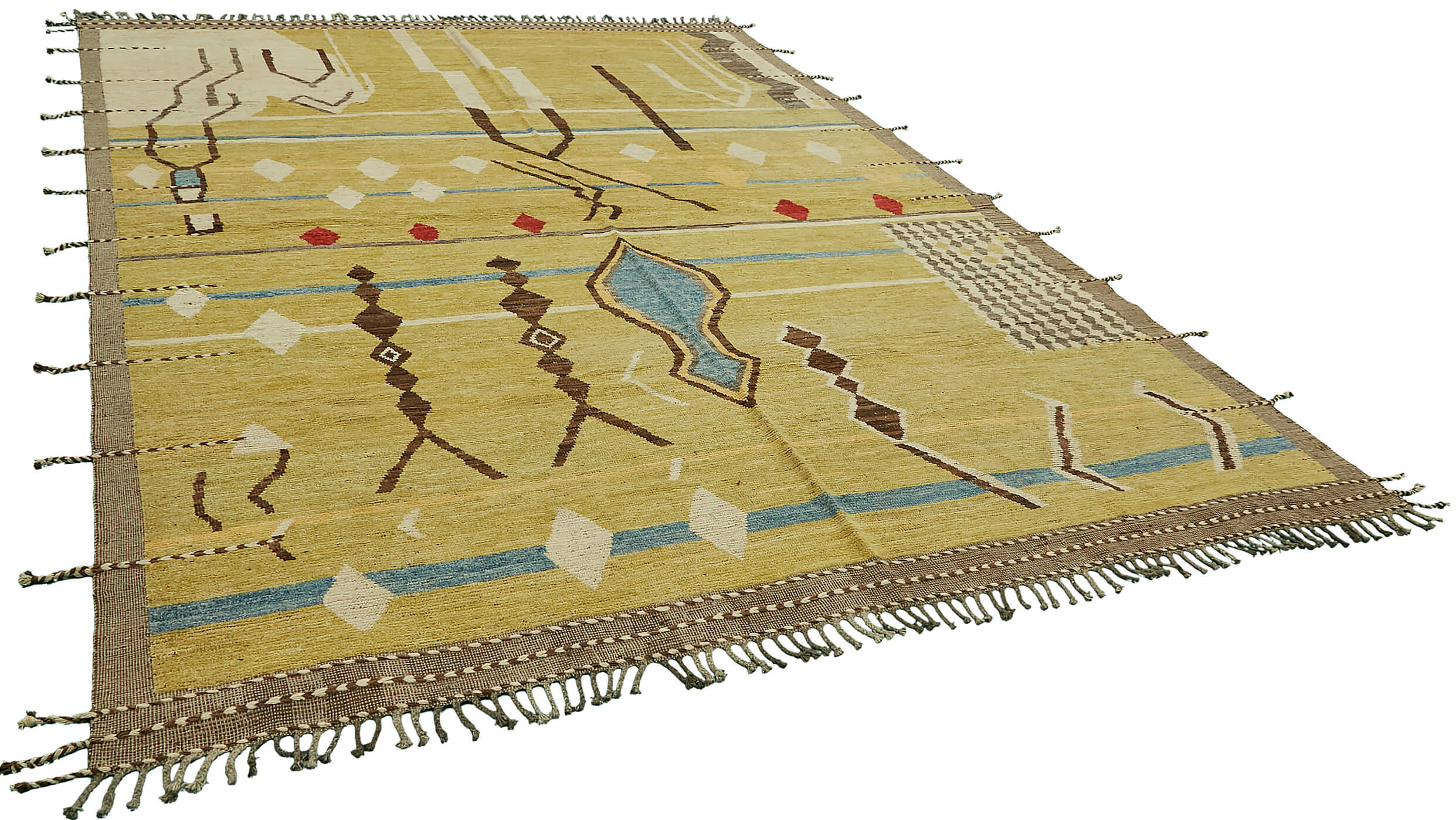 Green Chobi Afghan Handmade — 2.96 x 3.62