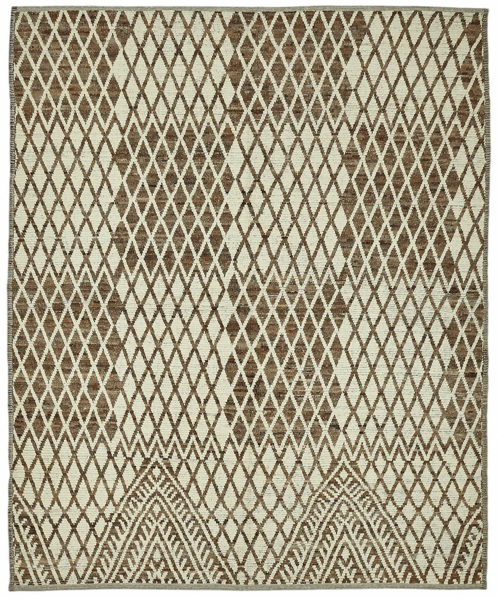 Brown Chobi Afghan Handmade — 2.97 x 3.59