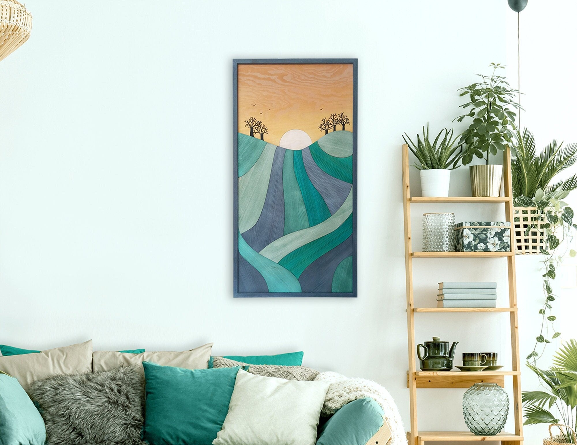 Colourful wood wall art, Wooden wall decor, wood  wall mosaic