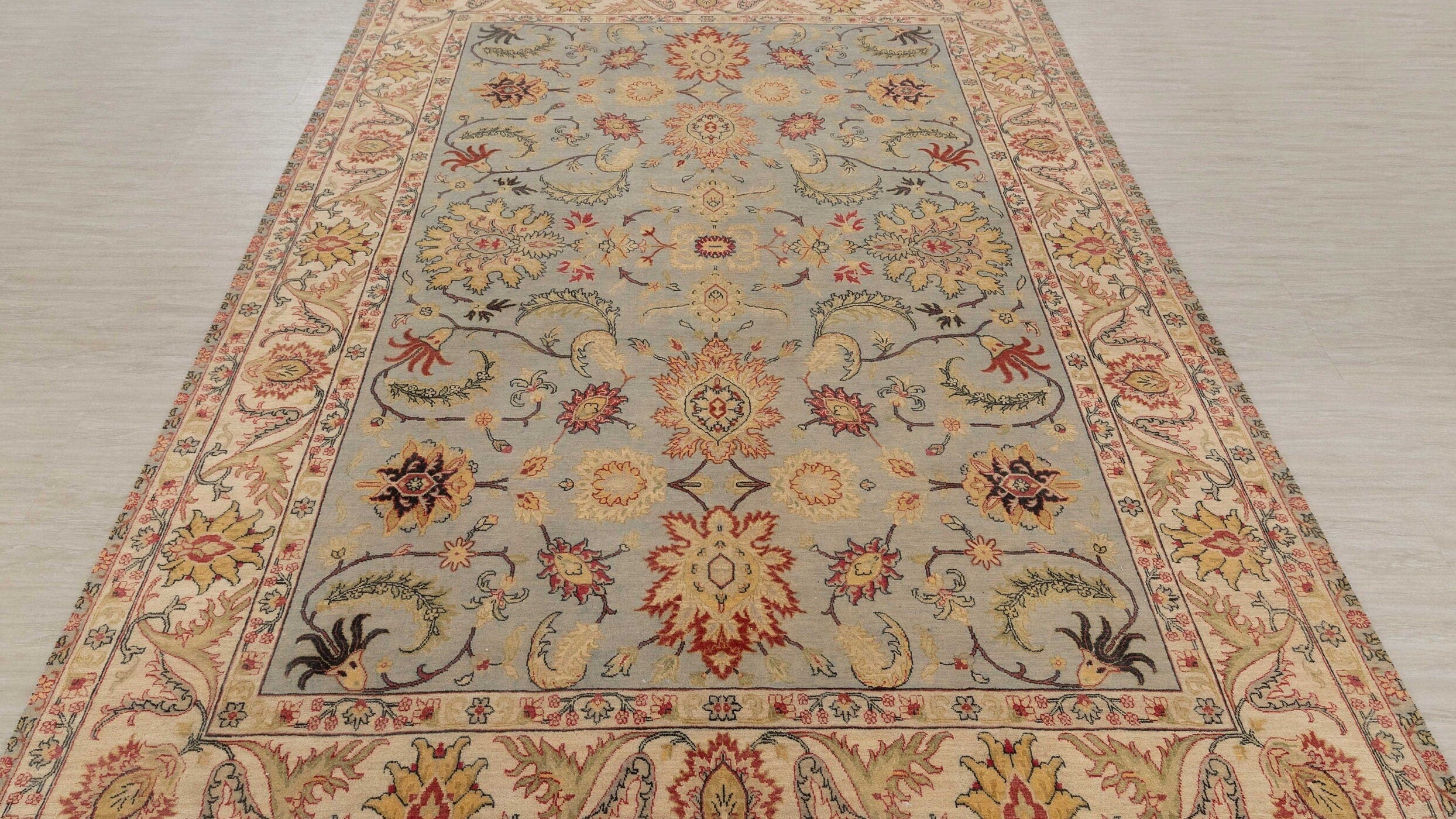 9x12 Grey Beige  Retro Kerman Hand Knotted High Quality Wool Rug-7204