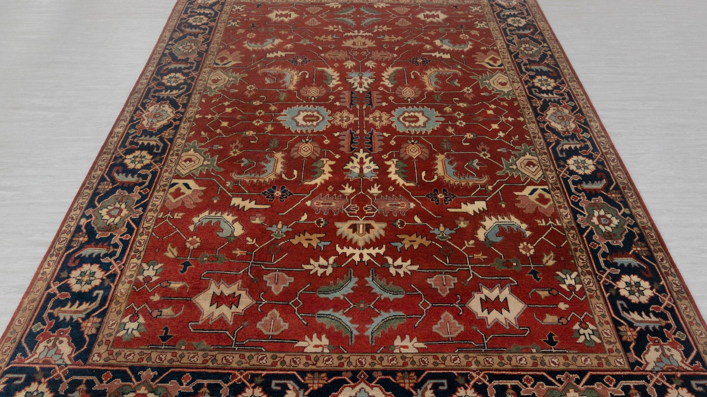 Red Navy Serapi Retro High Quality Hand Knotted 100% Wool Rug,  Rug-Se-32