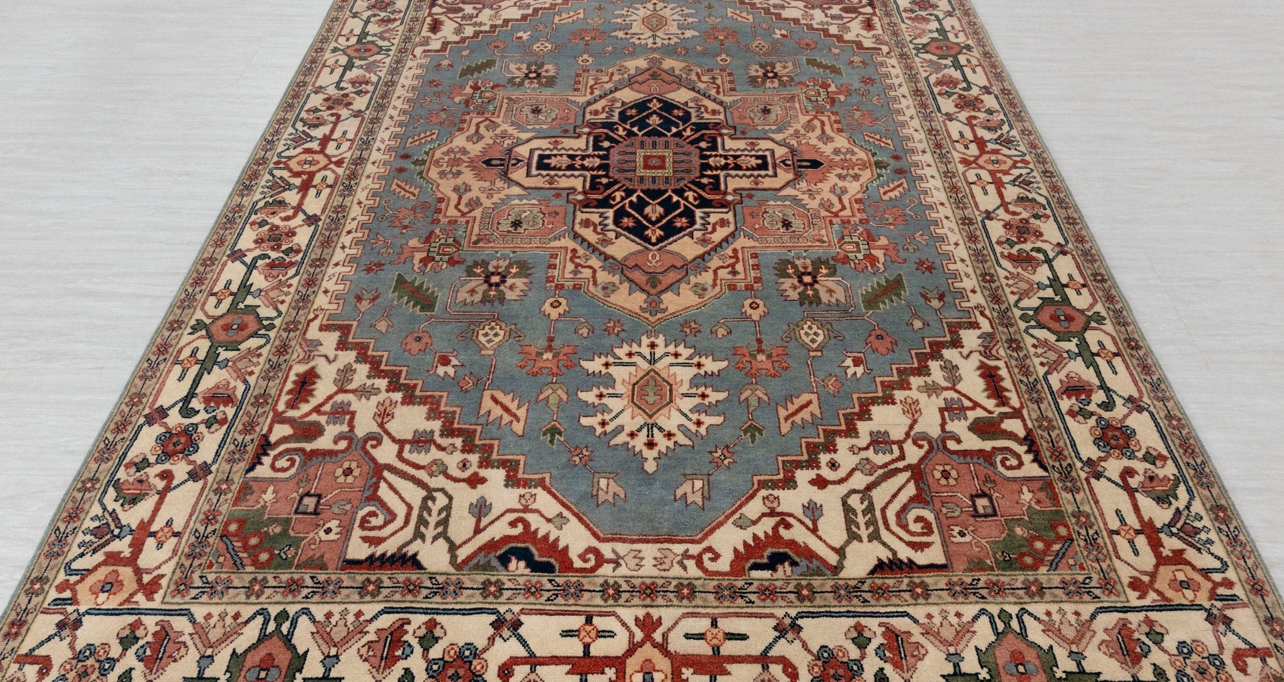 Blue Cream Serapi Heriz Classic Persian Hand Knotted 100% Wool Rug,  Rug-Se-31 Free Shipping!!