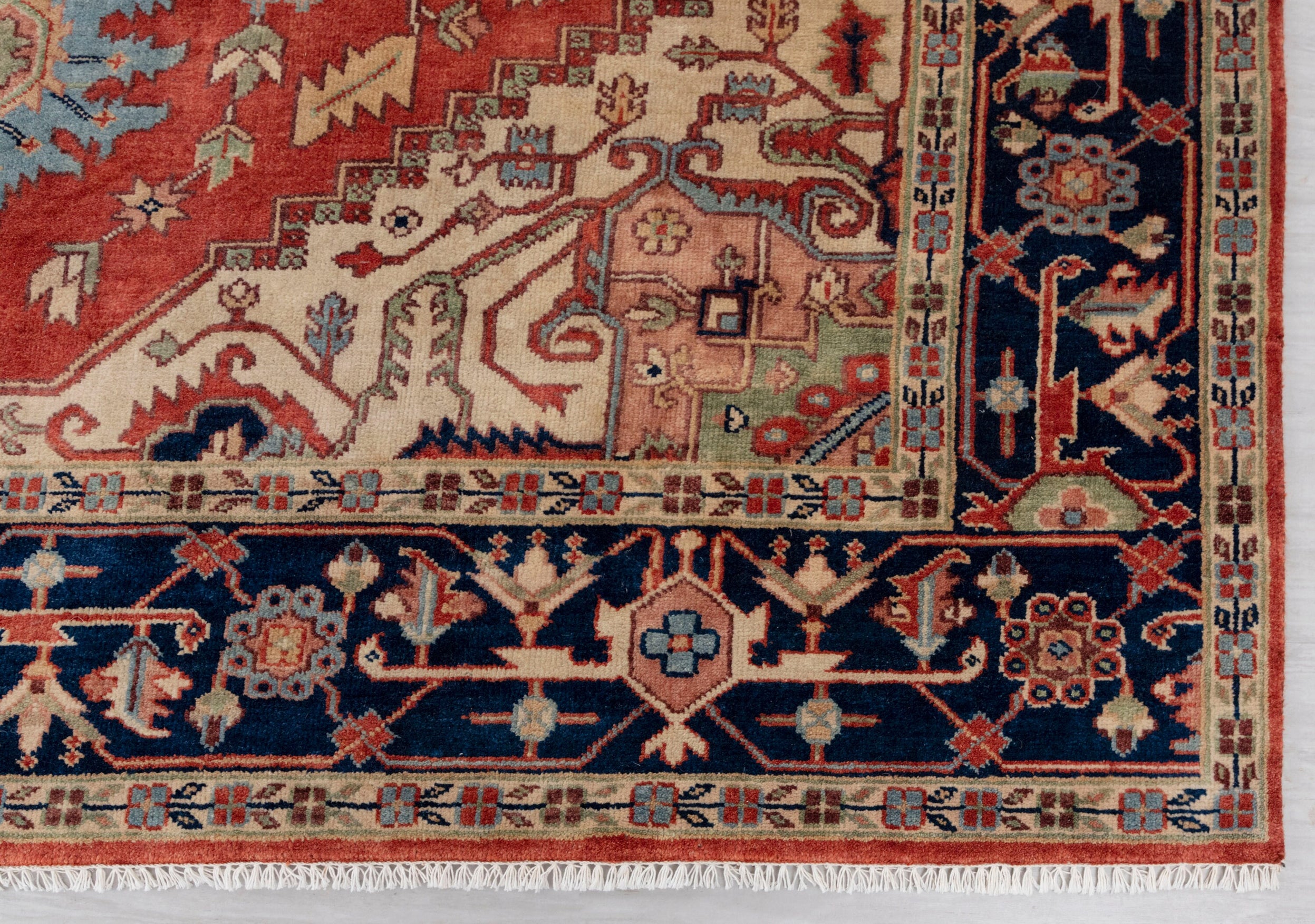 Red Blue Heriz Serapi Classic Retro high Quality Rug Hand Knotted 100% Wool Rug,  Rug- Se-45