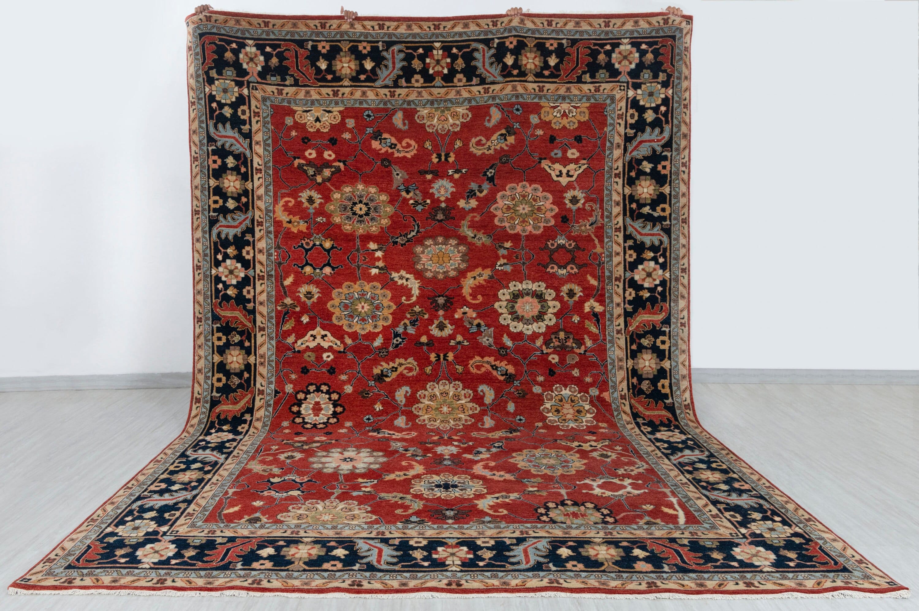 9x12 Red Navy Blue Antique Serapi Classic Persian Bidjar high Quality Rug Hand Knotted 100% Wool Rug,  Rug- 3594