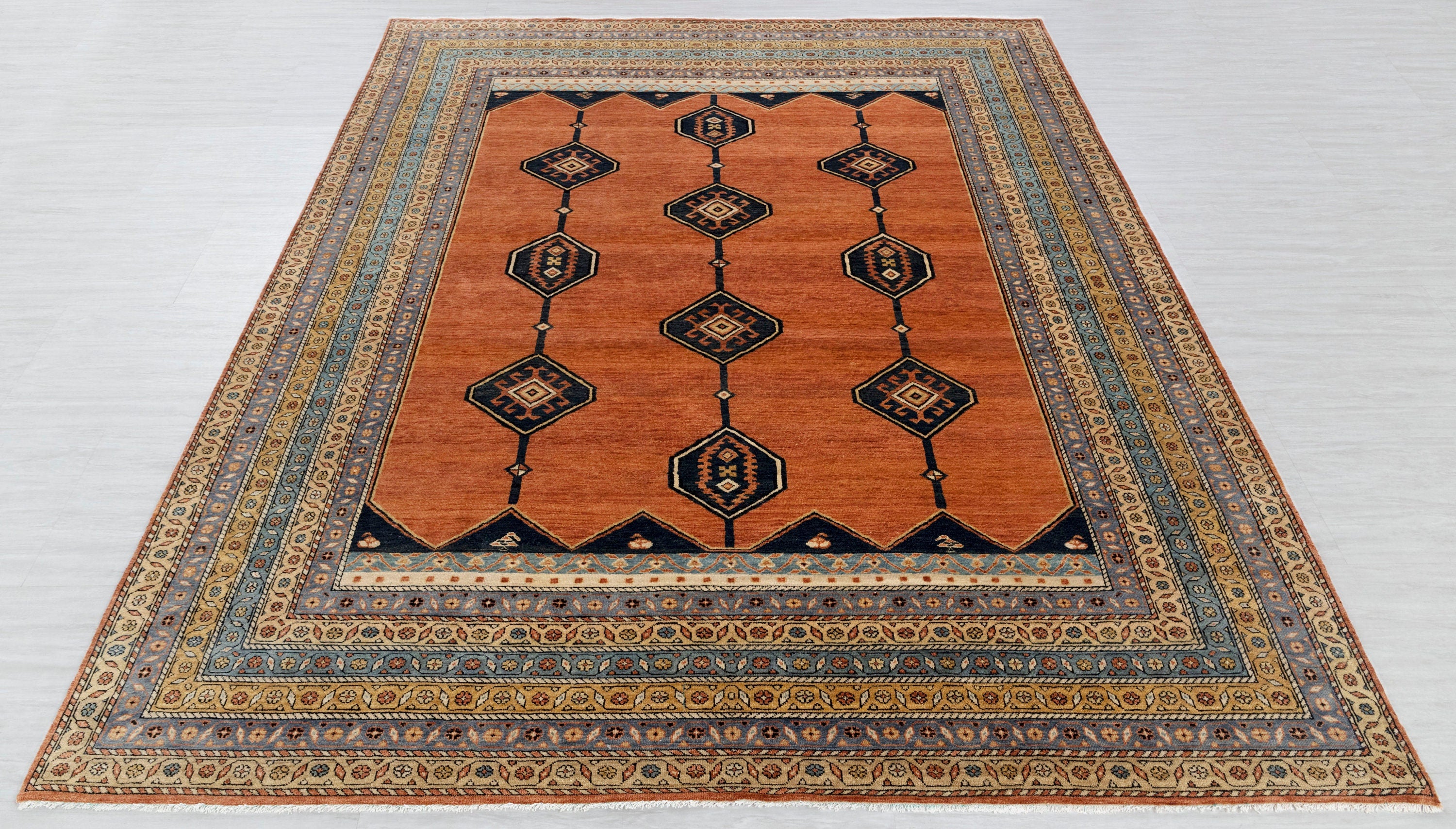 Classic Rust Coral High Quality Persian Style Rug High Knot Density Hand Knotted Wool #5539, CUSTOM Size Available