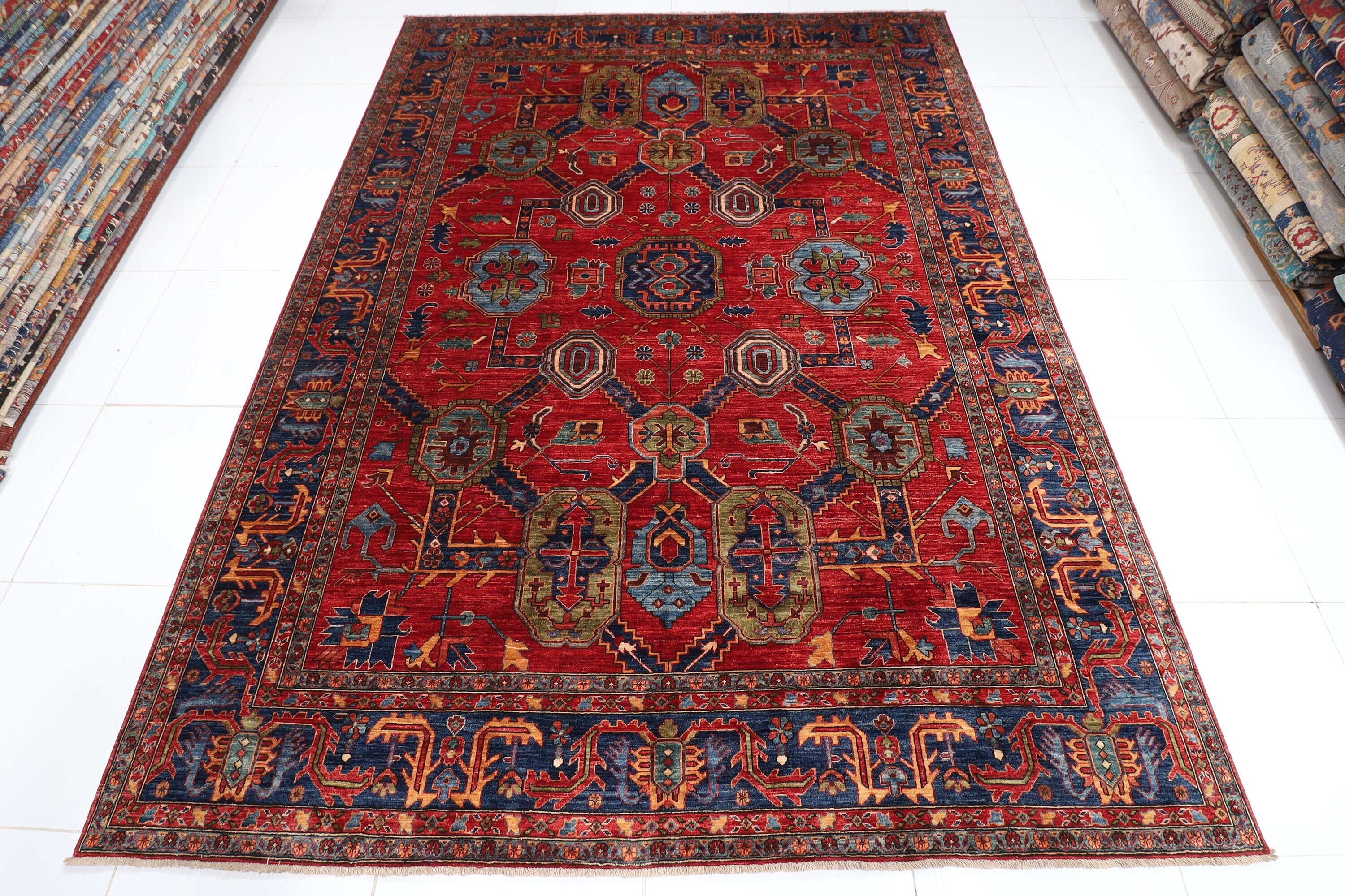 Oriental Birgi Afghan Rug 274 x 366 cm, 9 x 12 ft