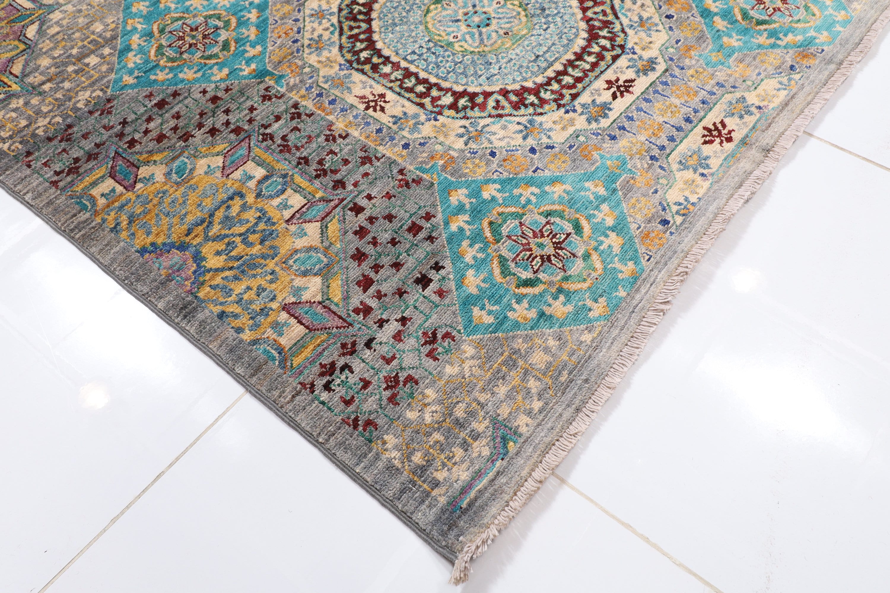 Blue Afghan Handmade — 2.55 x 3.48