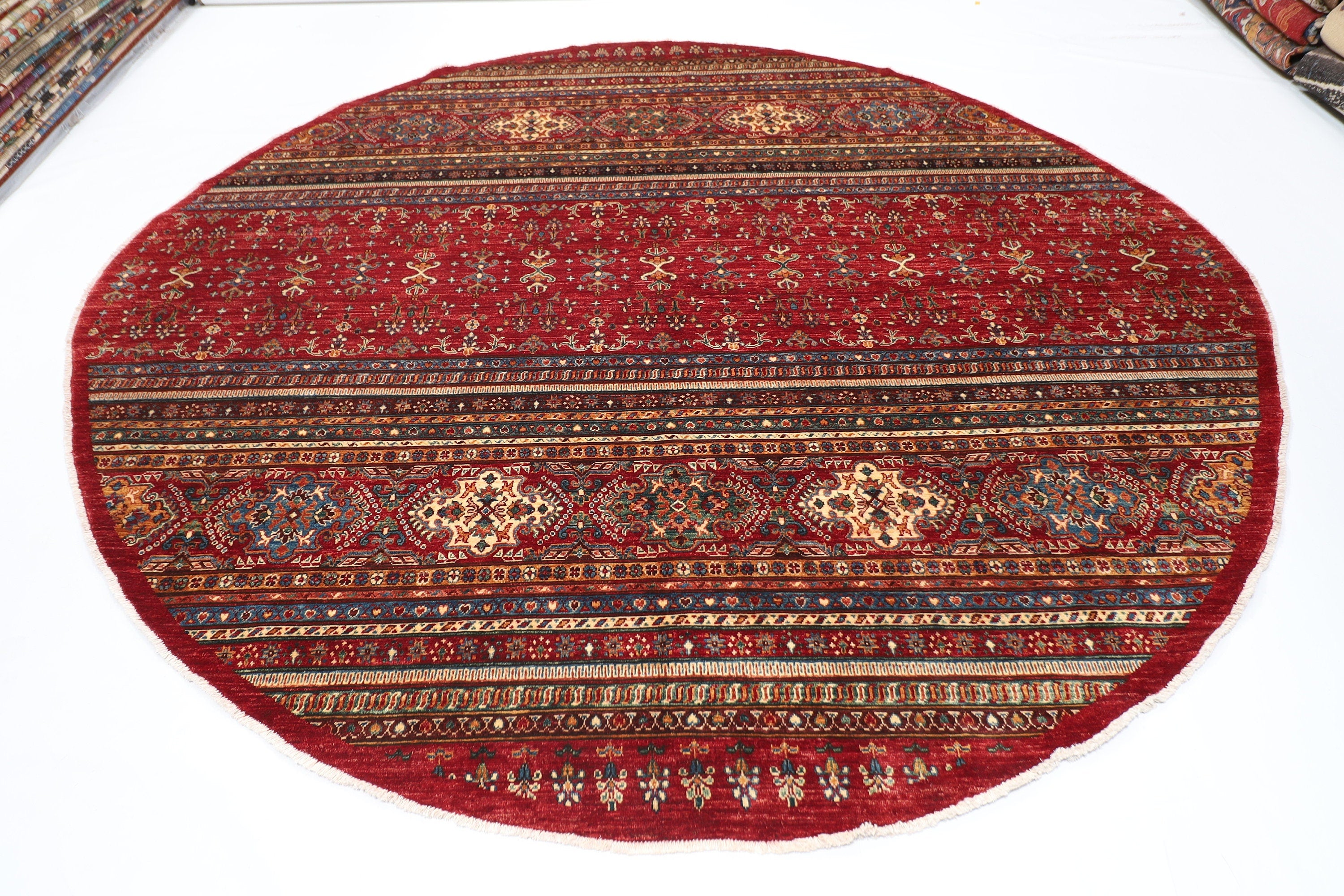 Persian - 295x291 cm, 9'9"x9'7" Round Red Handmade Rug