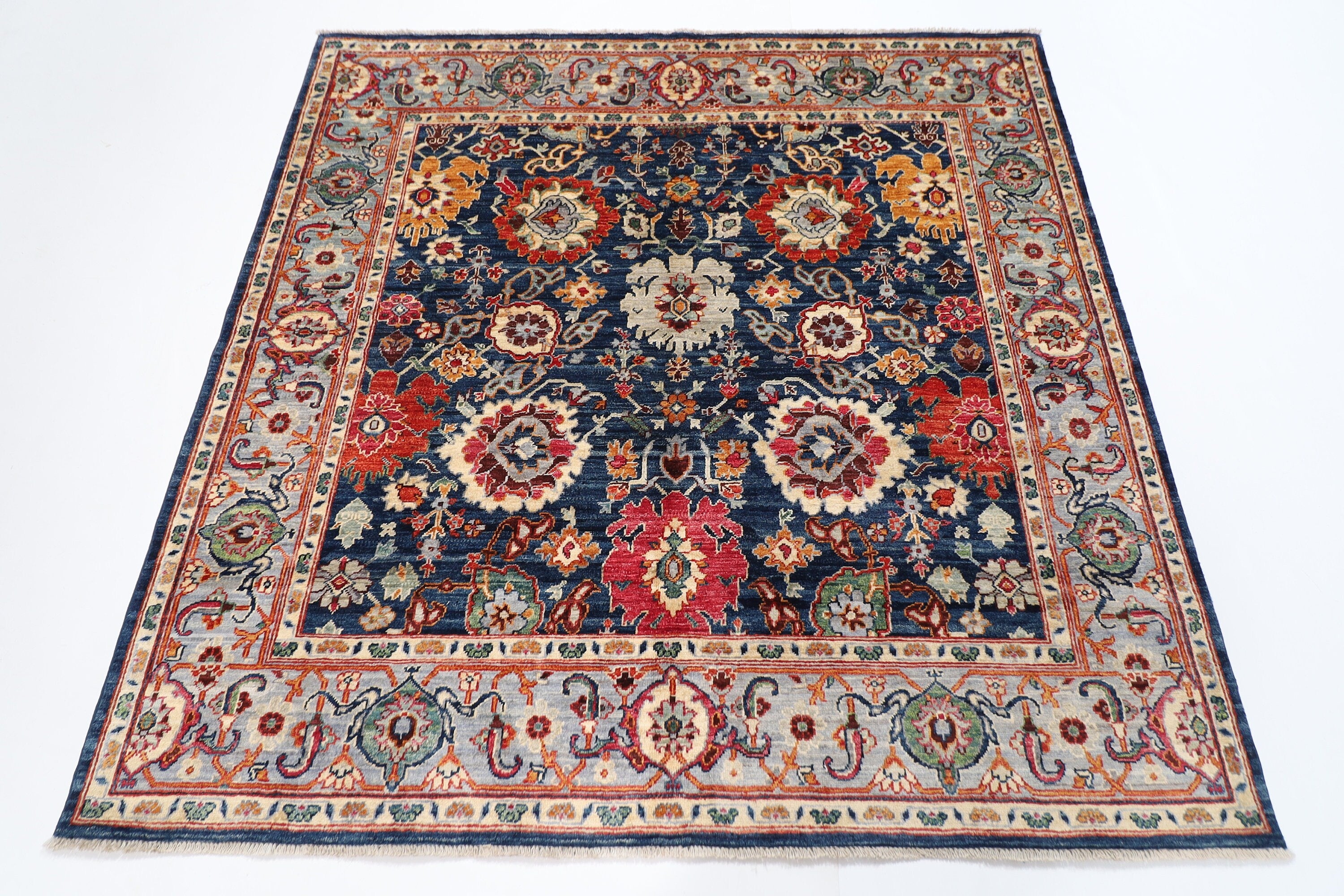 Tribal - 186 x 185 cm, 6.2 x 6.1 ft Hand Knotted Area Rug for Home and Office Decor
